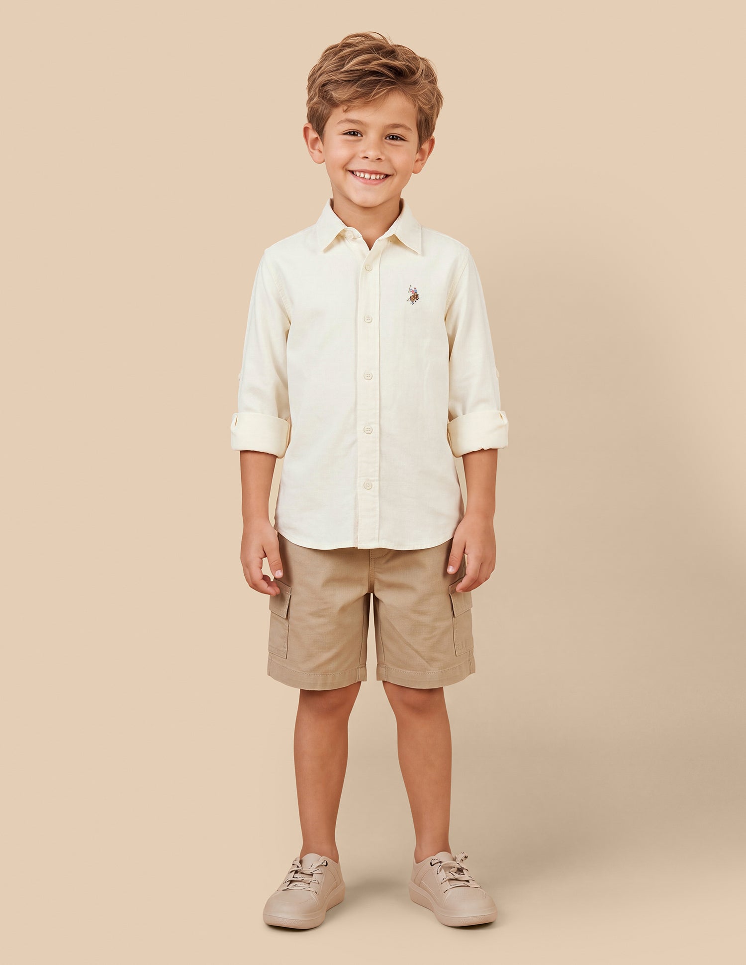 Corduroy Regular Fit Shirt Ivory - U.S. Polo Assn. India | Large