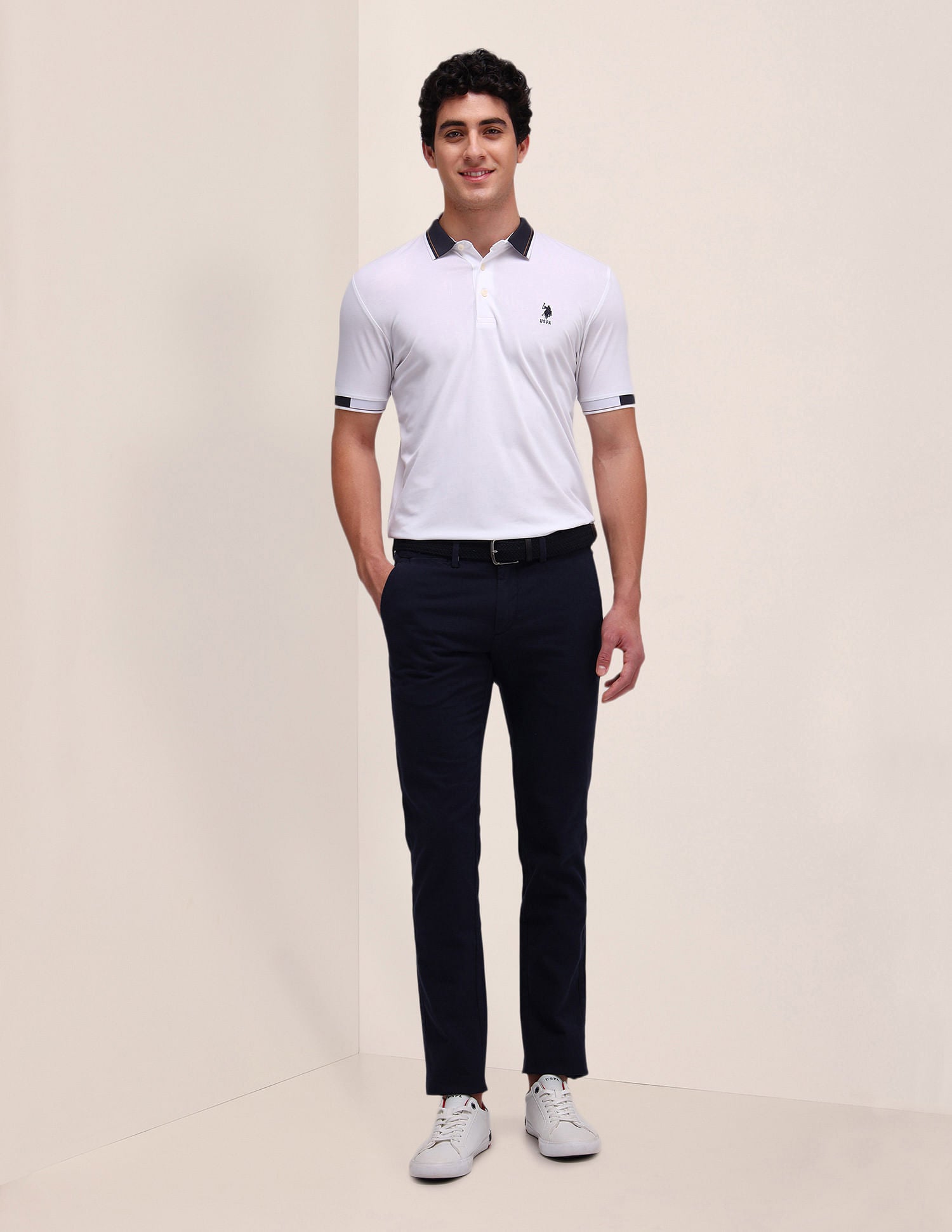 Solid Slim Fit Polo Shirt White - U.S. Polo Assn. India | Large