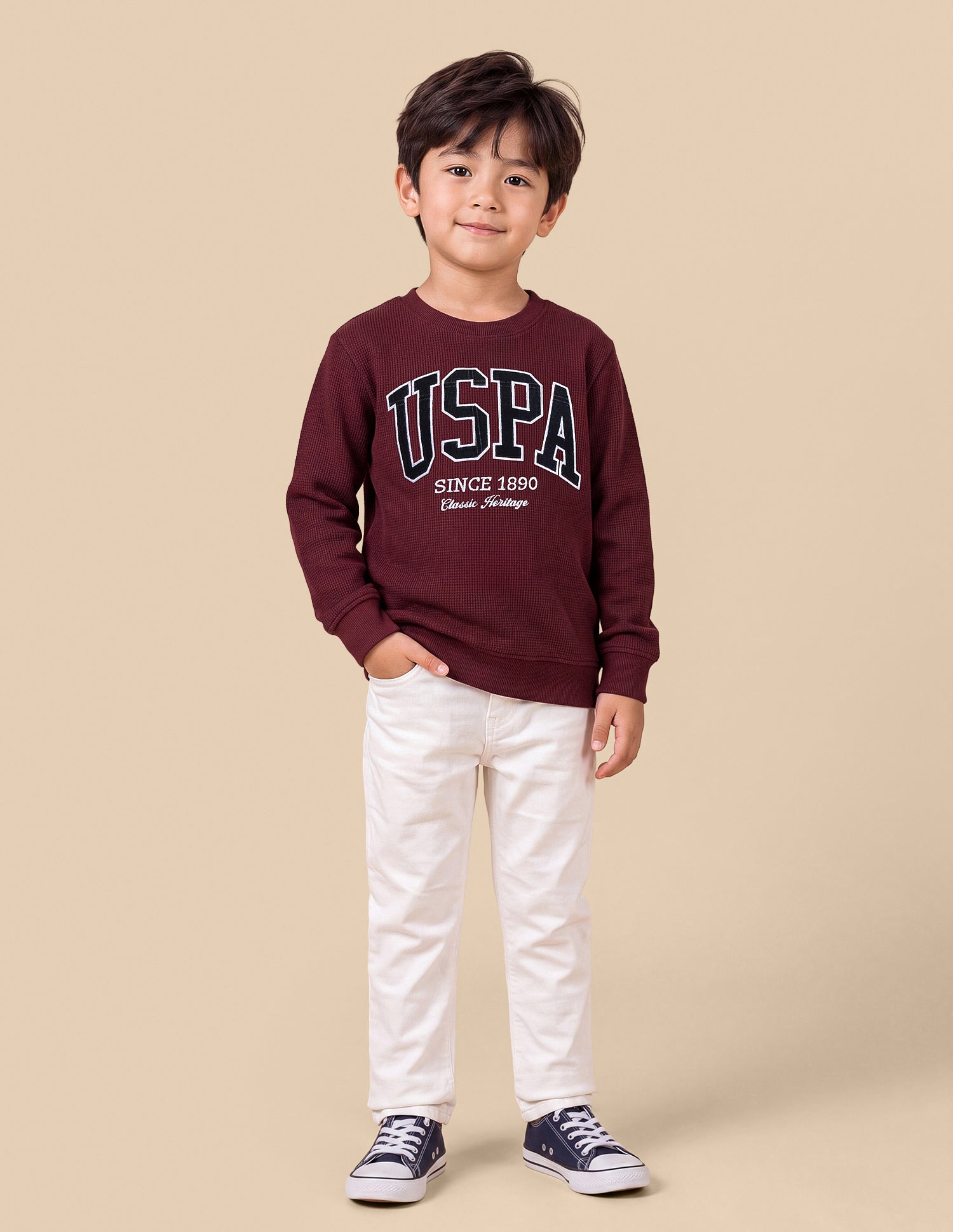 Brand Applique Regular Fit Sweatshirt Maroon - U.S. Polo Assn. India | Large