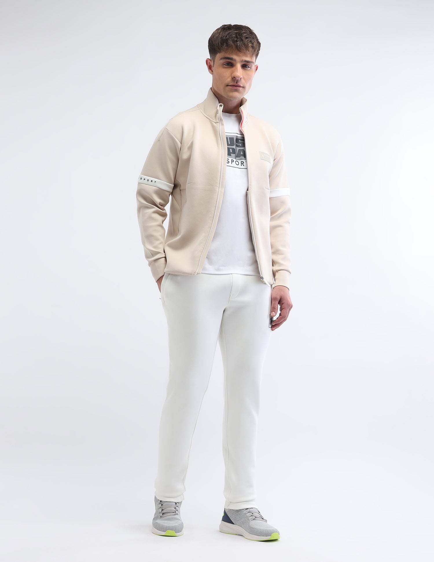 Solid Regular Fit Gorpcore Sweatshirt Beige - U.S. Polo Assn. India | Large