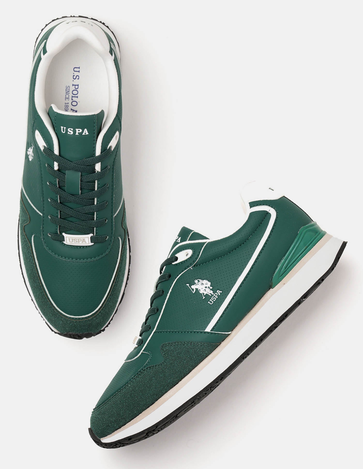 Men Lowen 2.0 Colour Blocked Sneakers Green - U.S. Polo Assn. India | Large