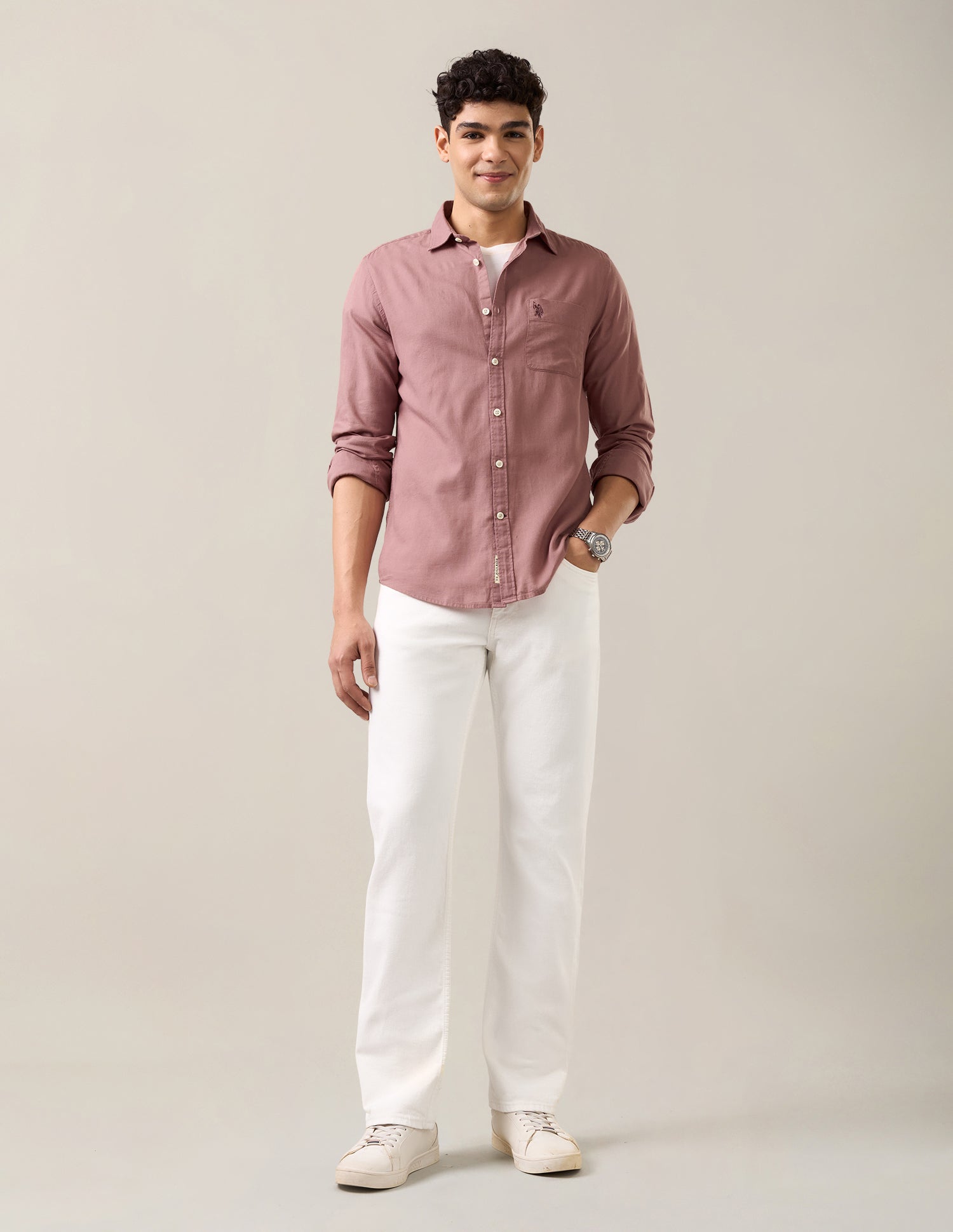 Solid Regular Fit Shirt Pink - U.S. Polo Assn. India | Large