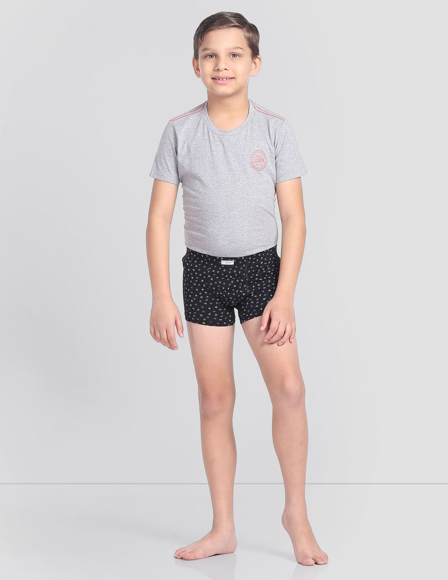 Mid Rise Cotton Spandex OKT01 Trunks - Pack Of 2 Black and Grey - U.S. POLO ASSN. | Large