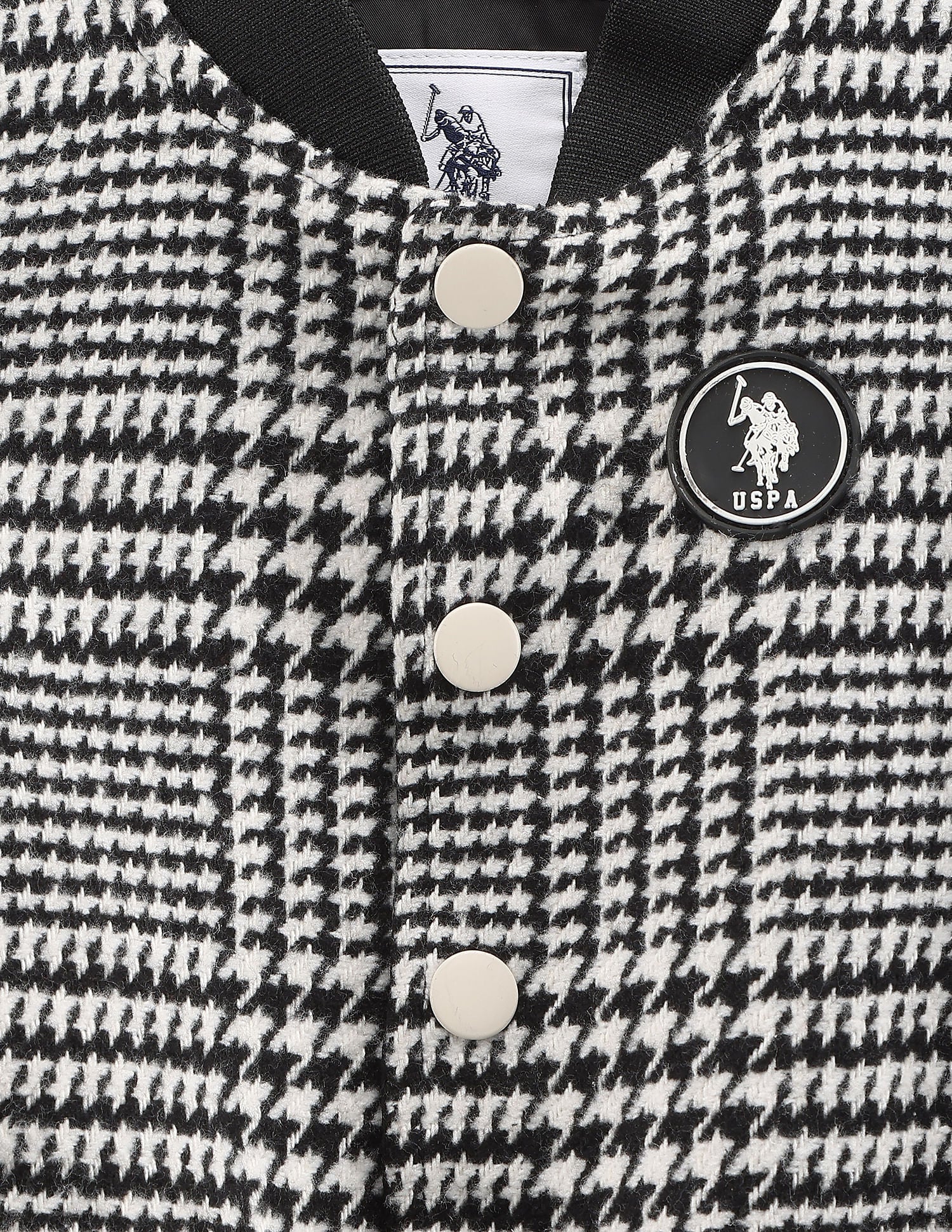 Boys Houndstooth Colour Block Jacket Light Grey - U.S. POLO ASSN. | Large