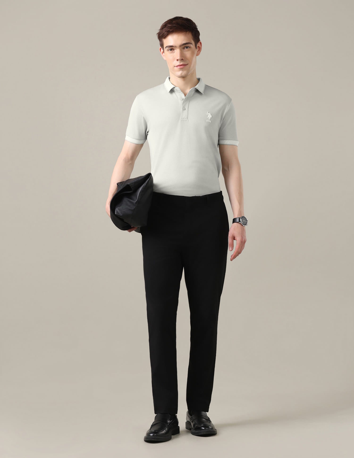 Solid Slim Fit Polo Shirt Grey - U.S. Polo Assn. India | Large