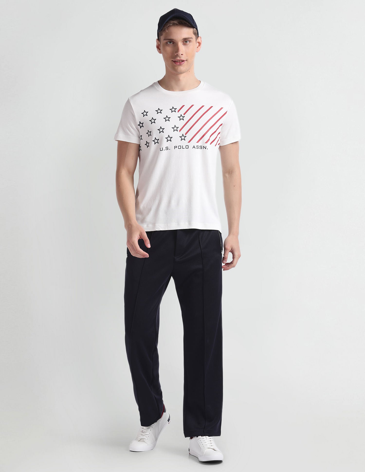 Brand Print Cotton T-Shirt Ivory - U.S. POLO ASSN. | Large