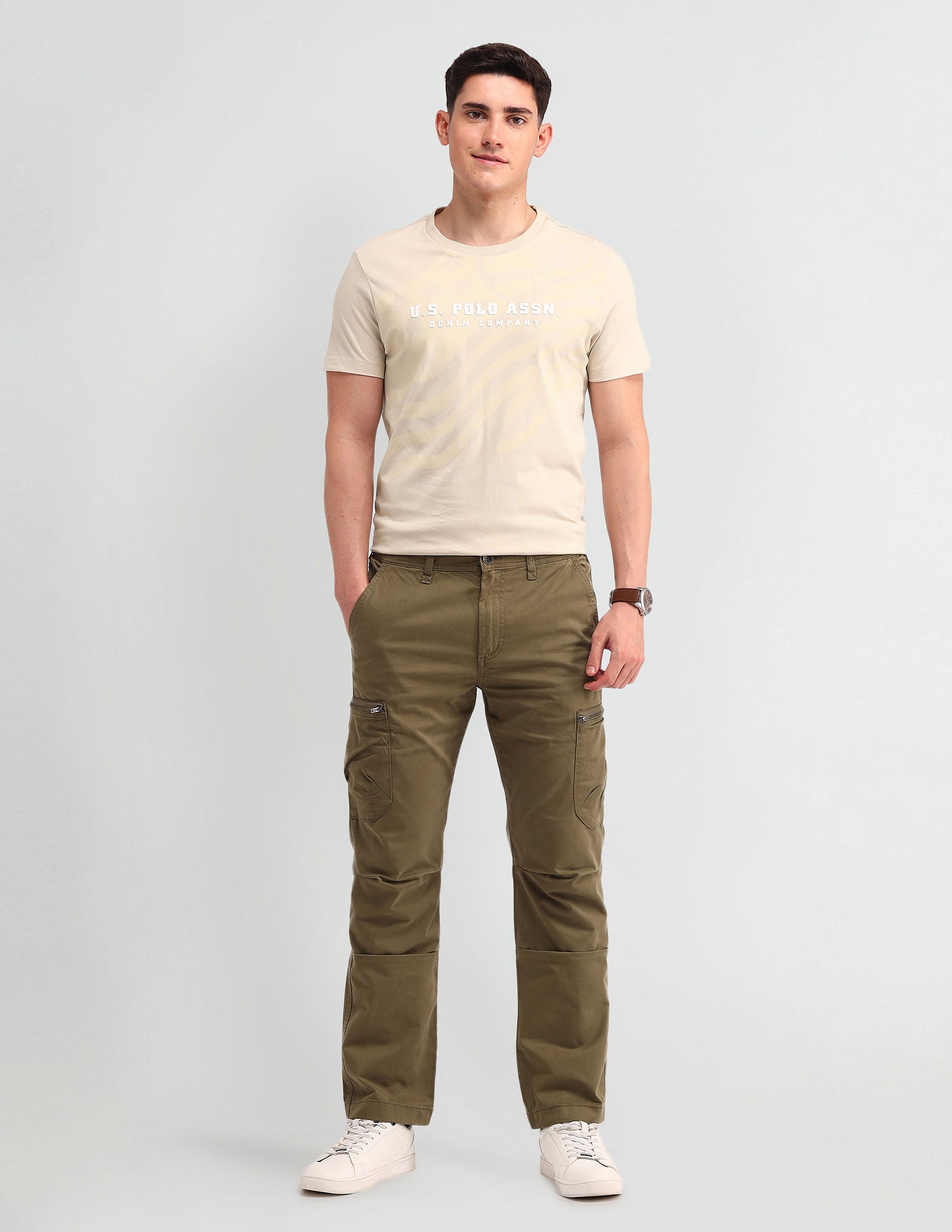 Americana Muscle Fit Brand T-Shirt Beige - U.S. POLO ASSN. | Large