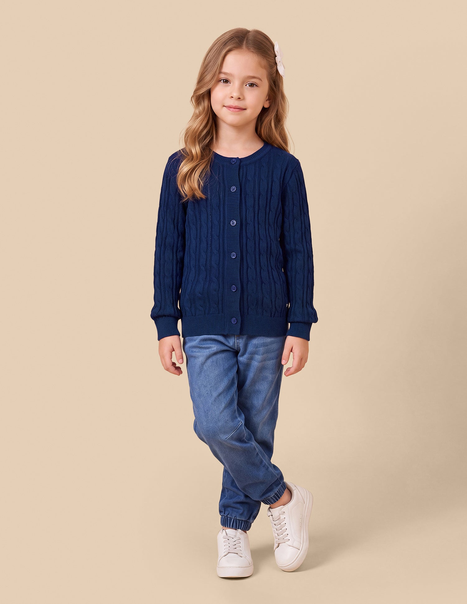 Cable Patterned Knit Relaxed Fit Sweater Navy - U.S. Polo Assn. India | Large