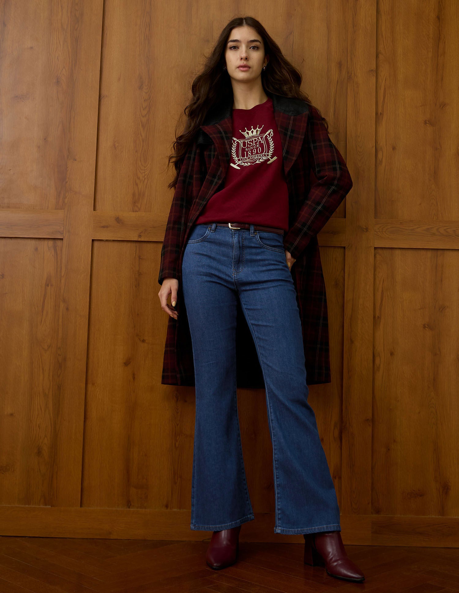 High Rise Flared Fit Jeans Blue - U.S. POLO ASSN. | Large