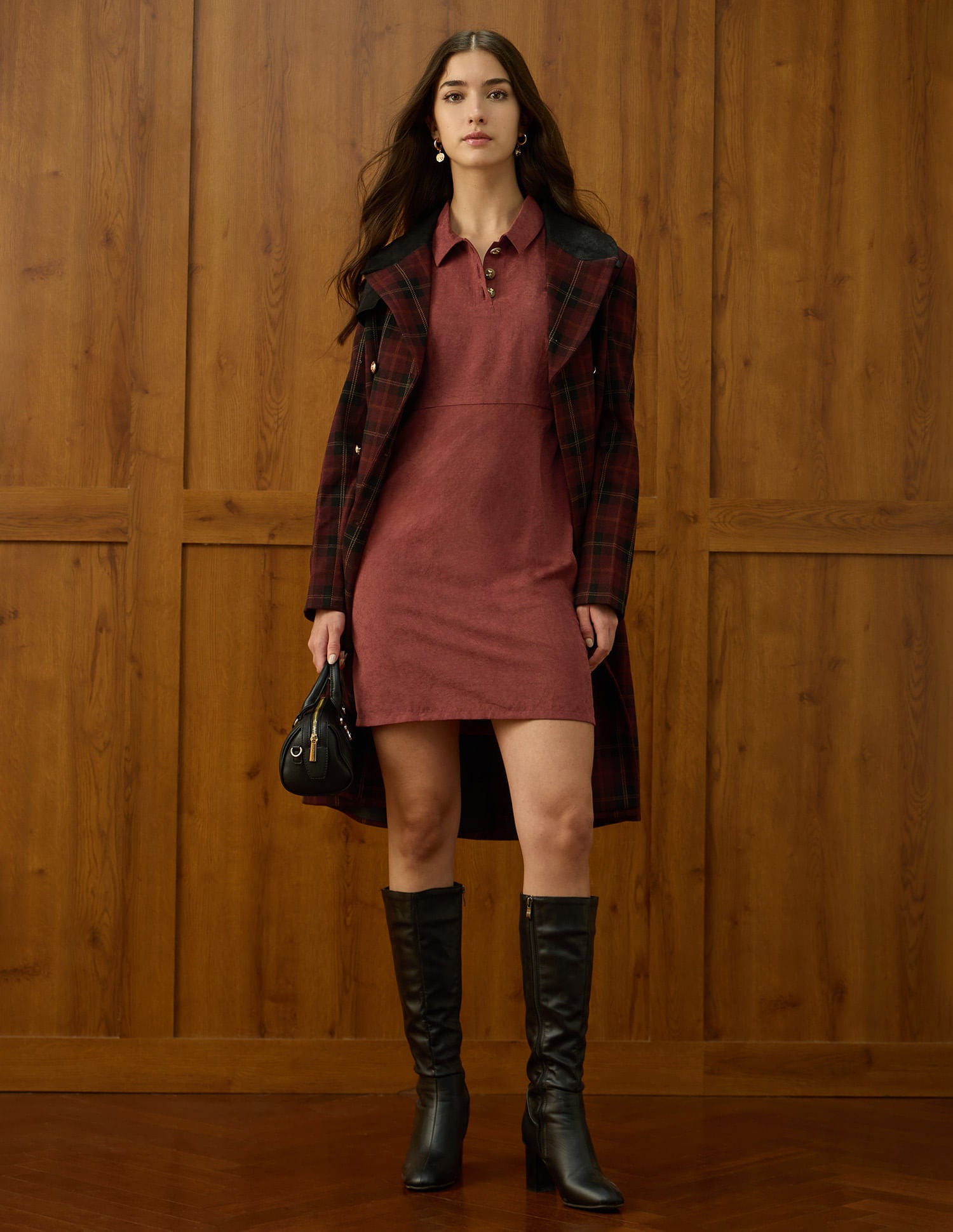 Textured Polo Collar Mini Dress Purple - U.S. POLO ASSN. | Large