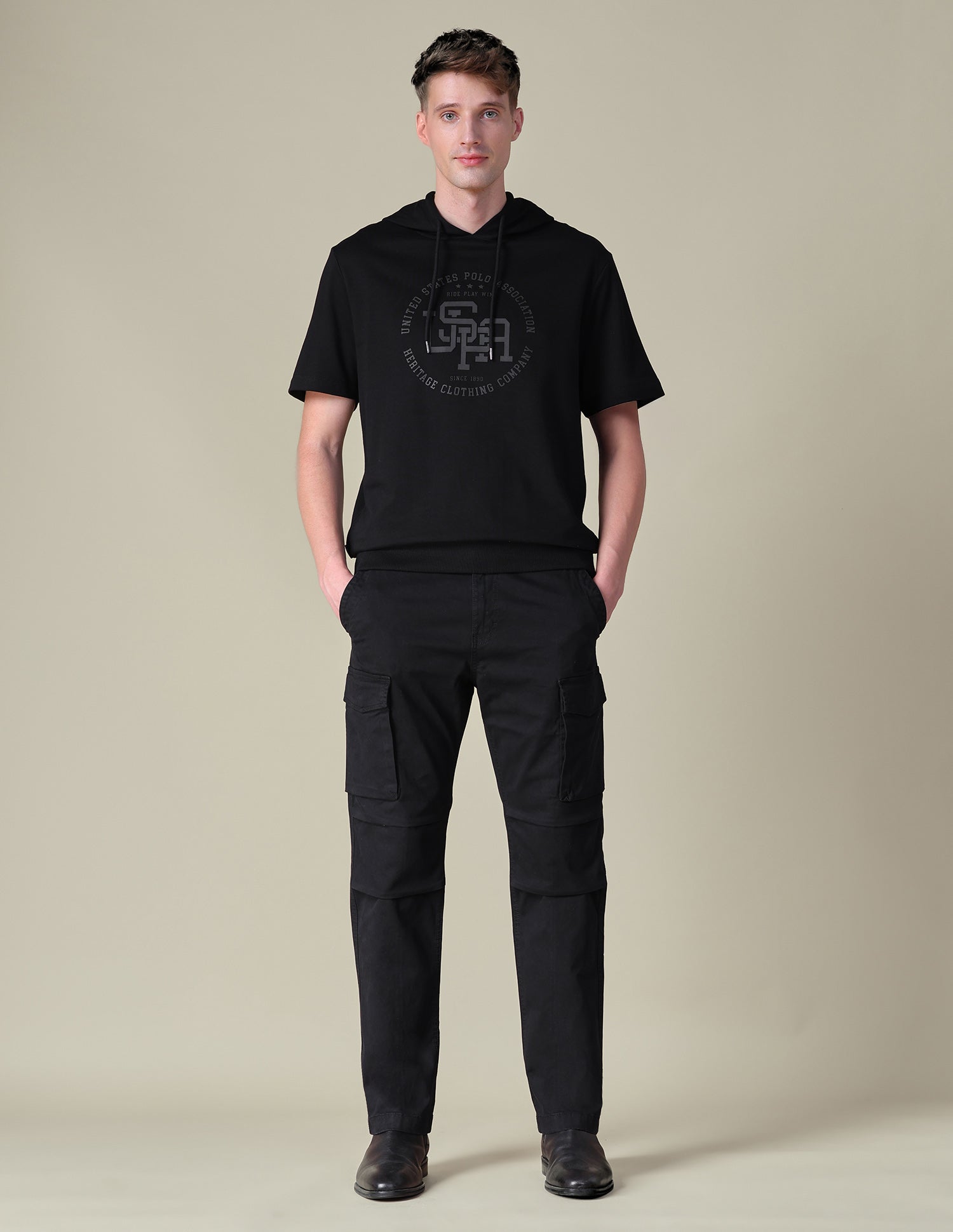 Twill Regular Fit Cargos Black - U.S. POLO ASSN. | Large