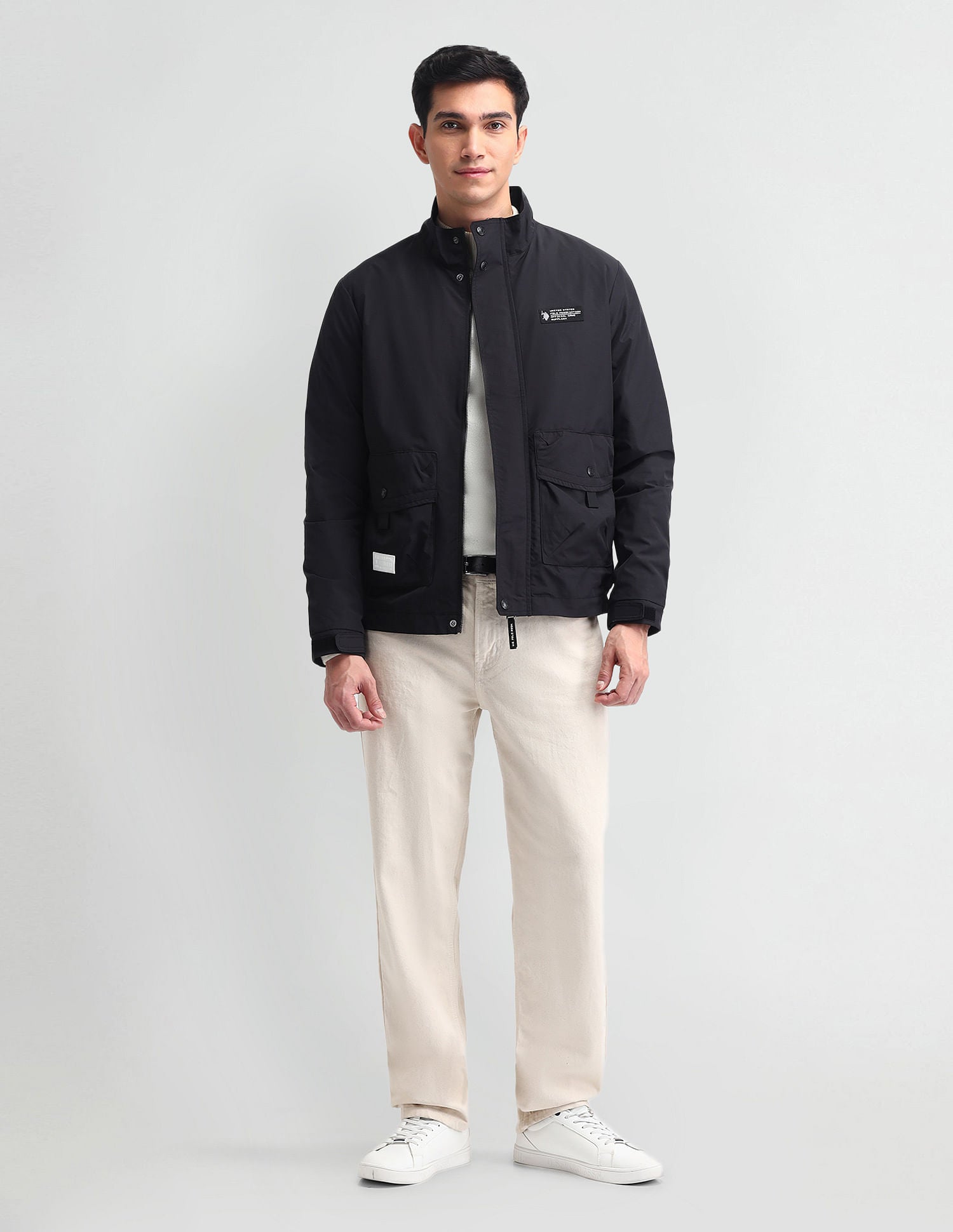 Regular Fit Solid Casual Jacket Black - U.S. POLO ASSN. | Large