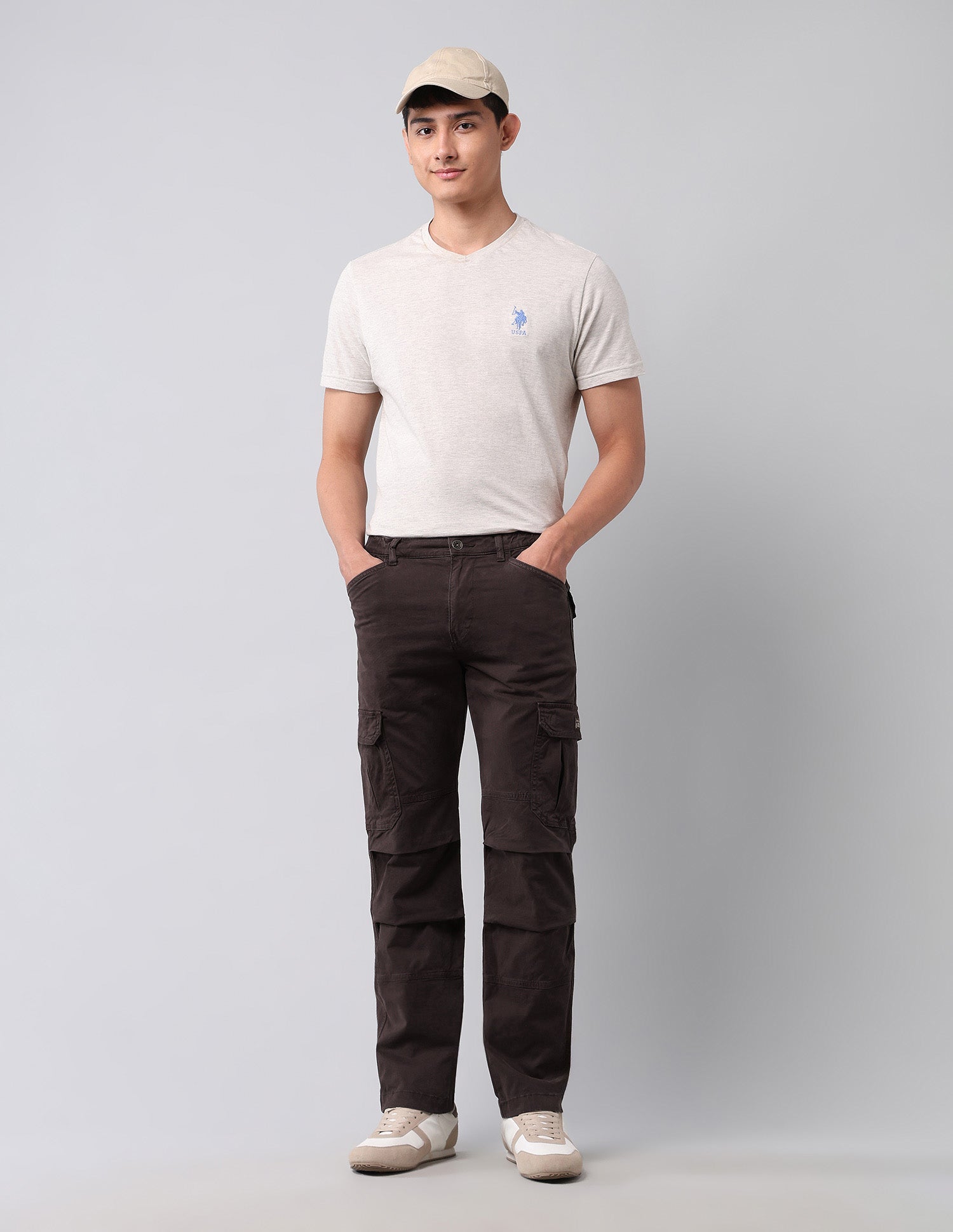 Straight Fit Pure Cotton Cargos Choco - U.S. Polo Assn. India | Large