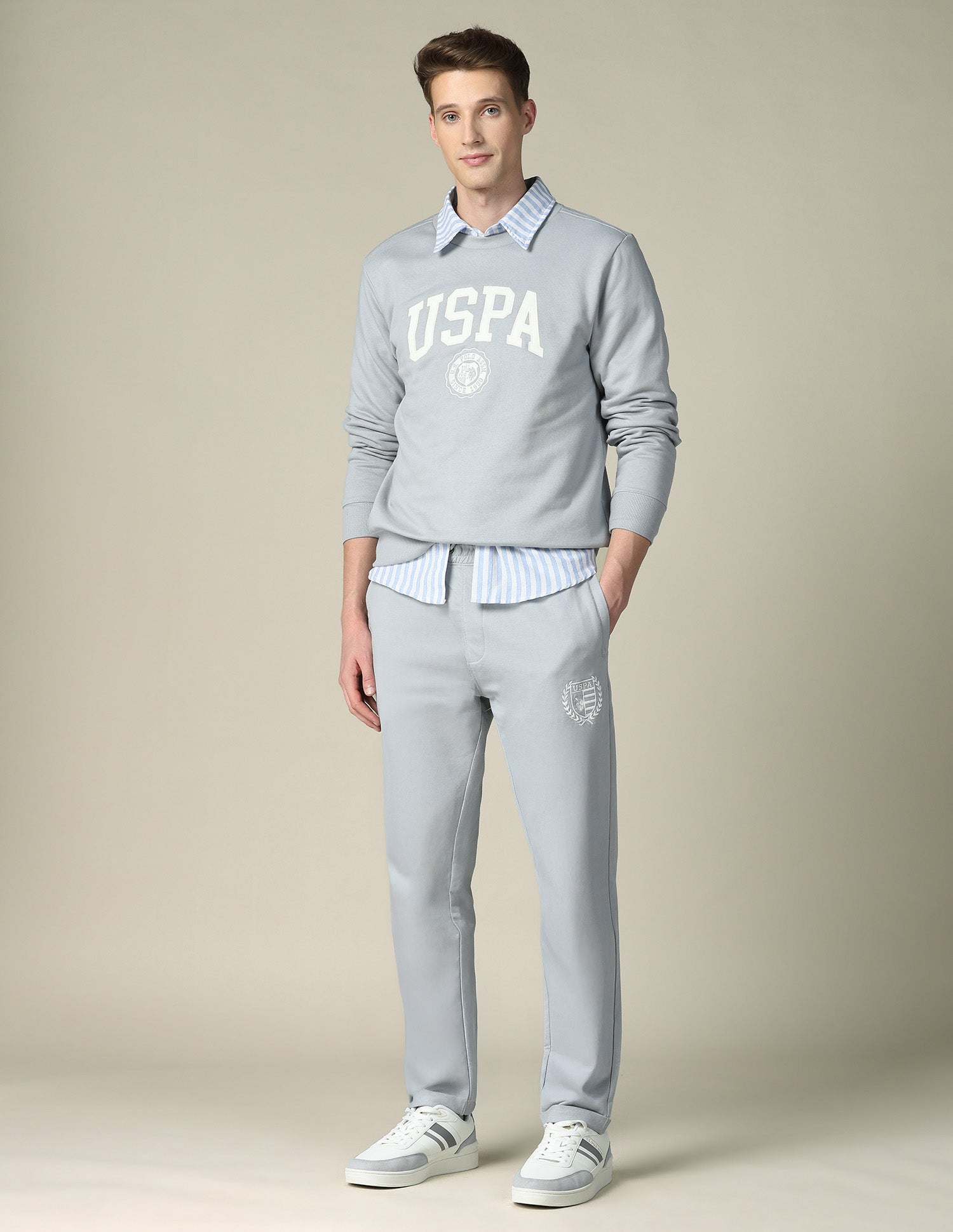 Brand Embroidered Regular Fit Sweatshirt Light Grey - U.S. POLO ASSN. | Large