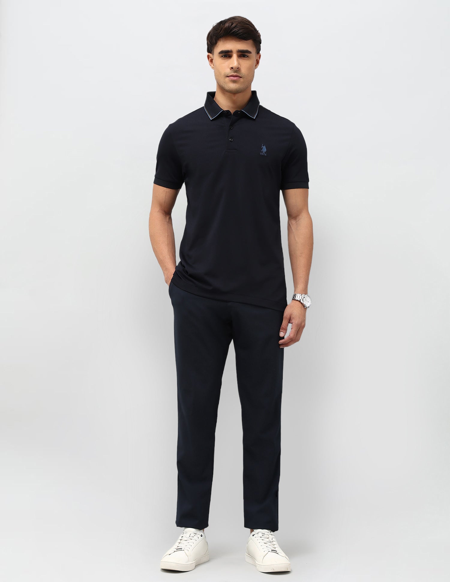 Solid Regular Fit Polo Shirt Navy - U.S. POLO ASSN. | Large