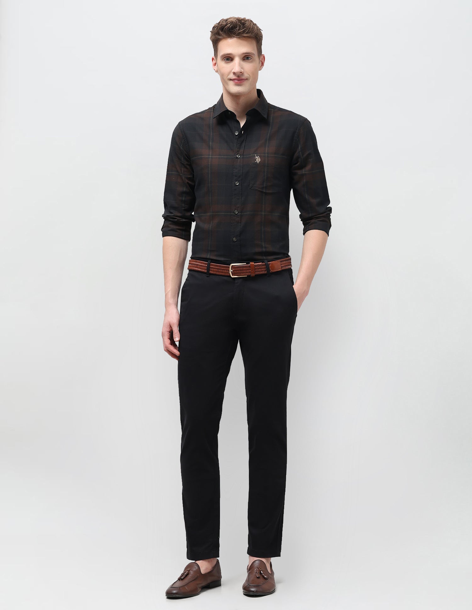 Tartan Checked Regular Fit Shirt Brown - U.S. Polo Assn. India | Large