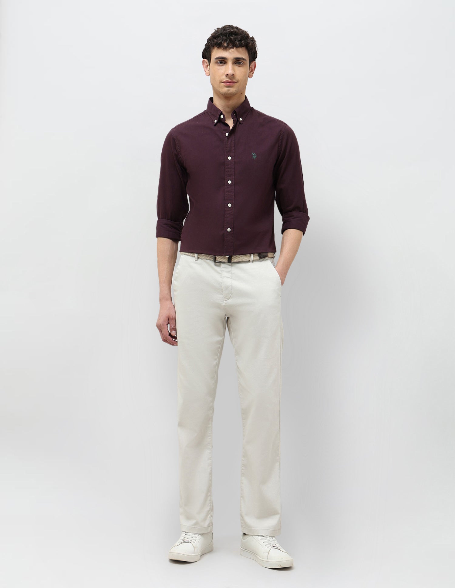 Twill Tailored Fit Shirt Wine - U.S. POLO ASSN. | Large