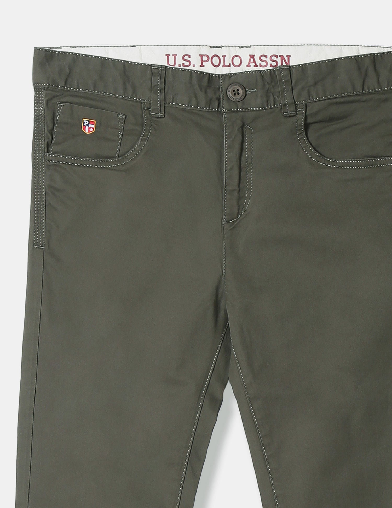 Regular Fit Solid Trousers Dark Green - U.S. Polo Assn. India | Large