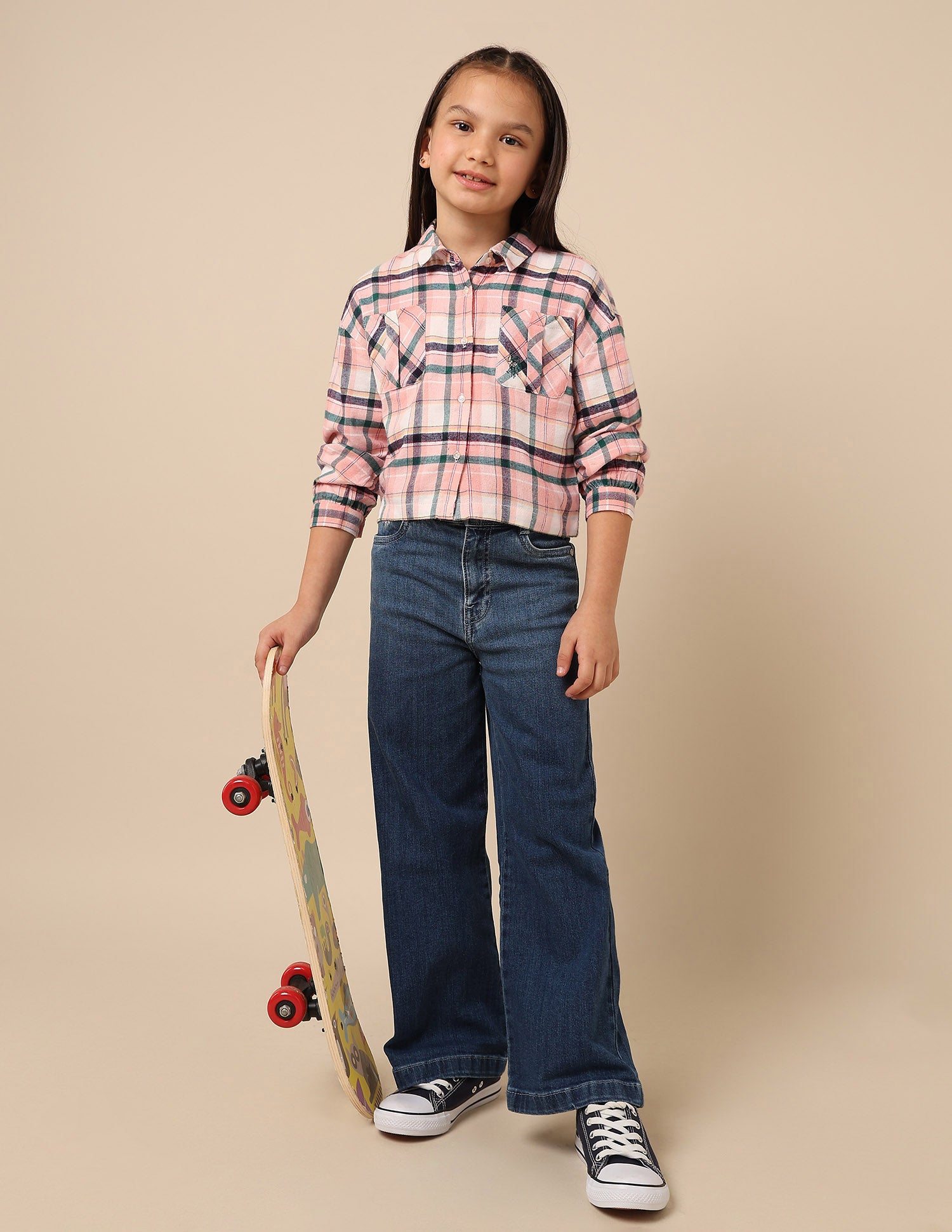 Girls Checked Regular Fit Top Pink - U.S. POLO ASSN. | Large