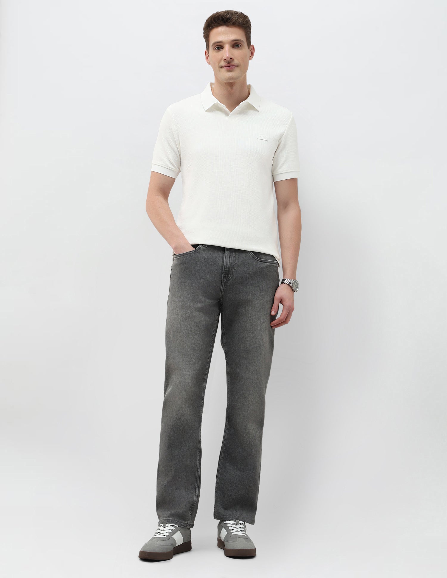 Textured Black & Gold Polo Shirt Ivory - U.S. Polo Assn. India | Large