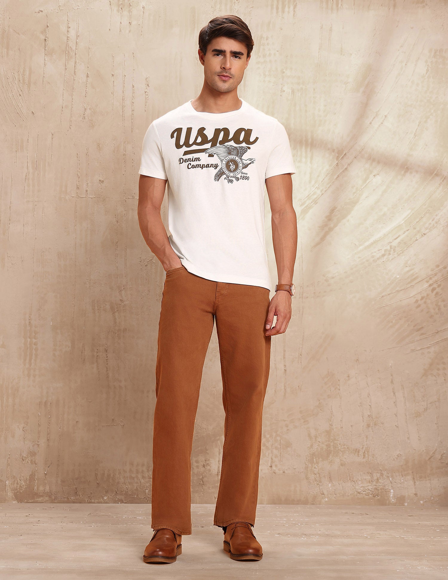 Graphic Brand Printed Pure Cotton T-Shirt Ivory - U.S. POLO ASSN. | Large