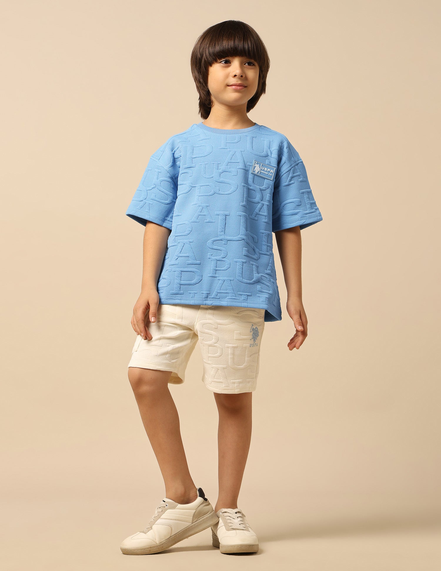 Boys Brand Embossed Boxy Fit T-Shirt Blue - U.S. POLO ASSN. | Large