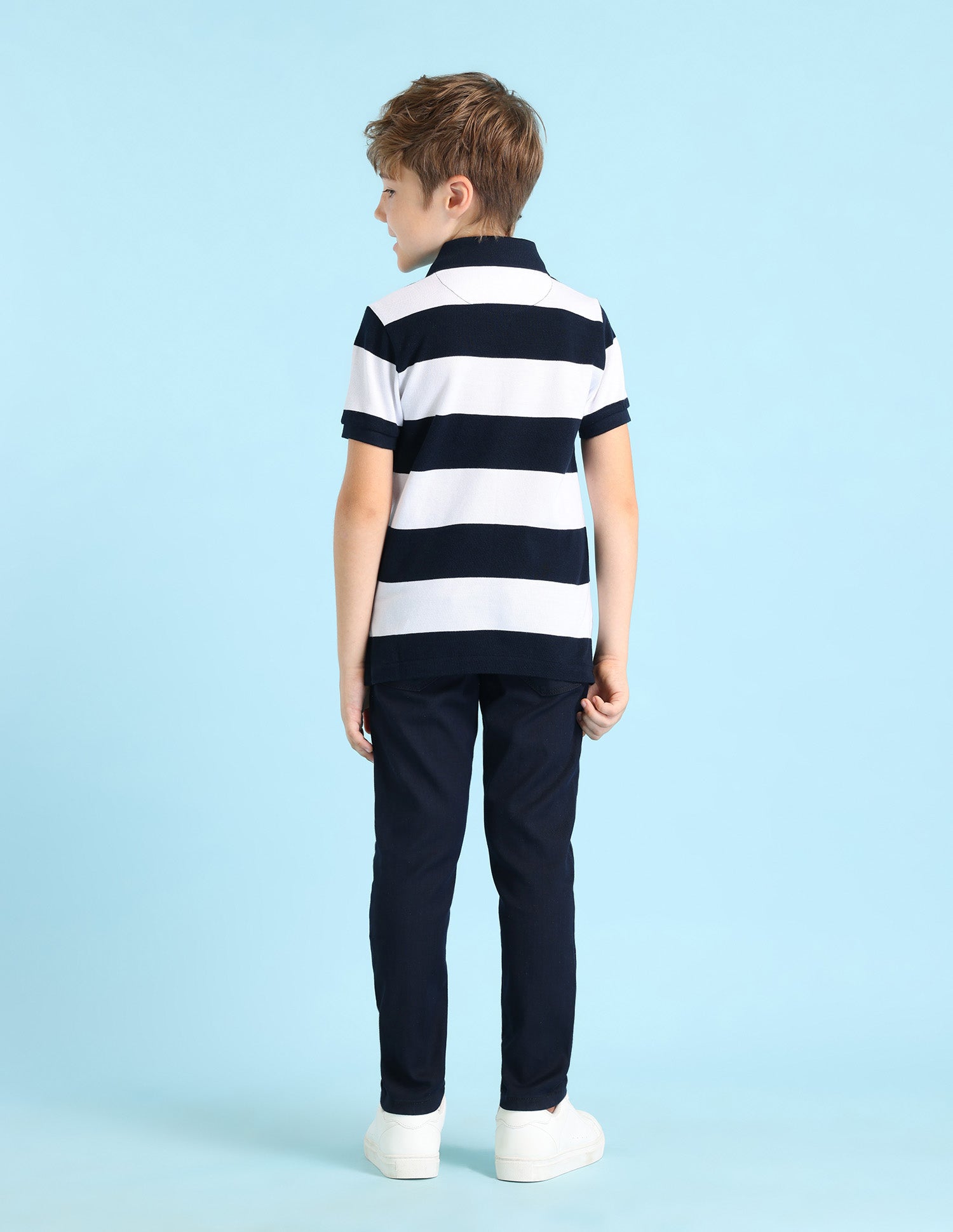 Boys Horizontal Striped Regular Fit Polo Shirt Navy - U.S. POLO ASSN. | Large