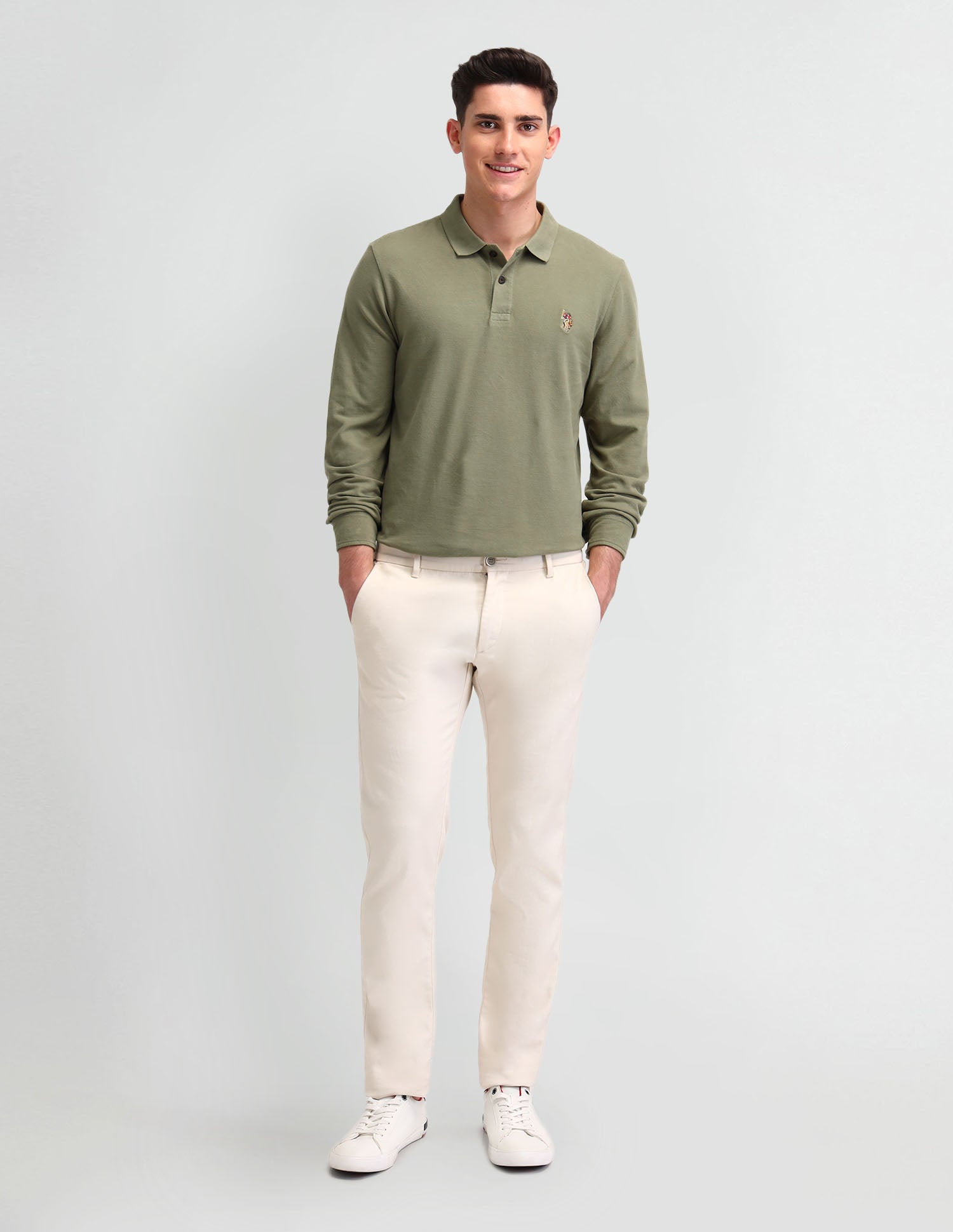 Solid Muscle Fit Polo Shirt Olive - U.S. Polo Assn. India | Large