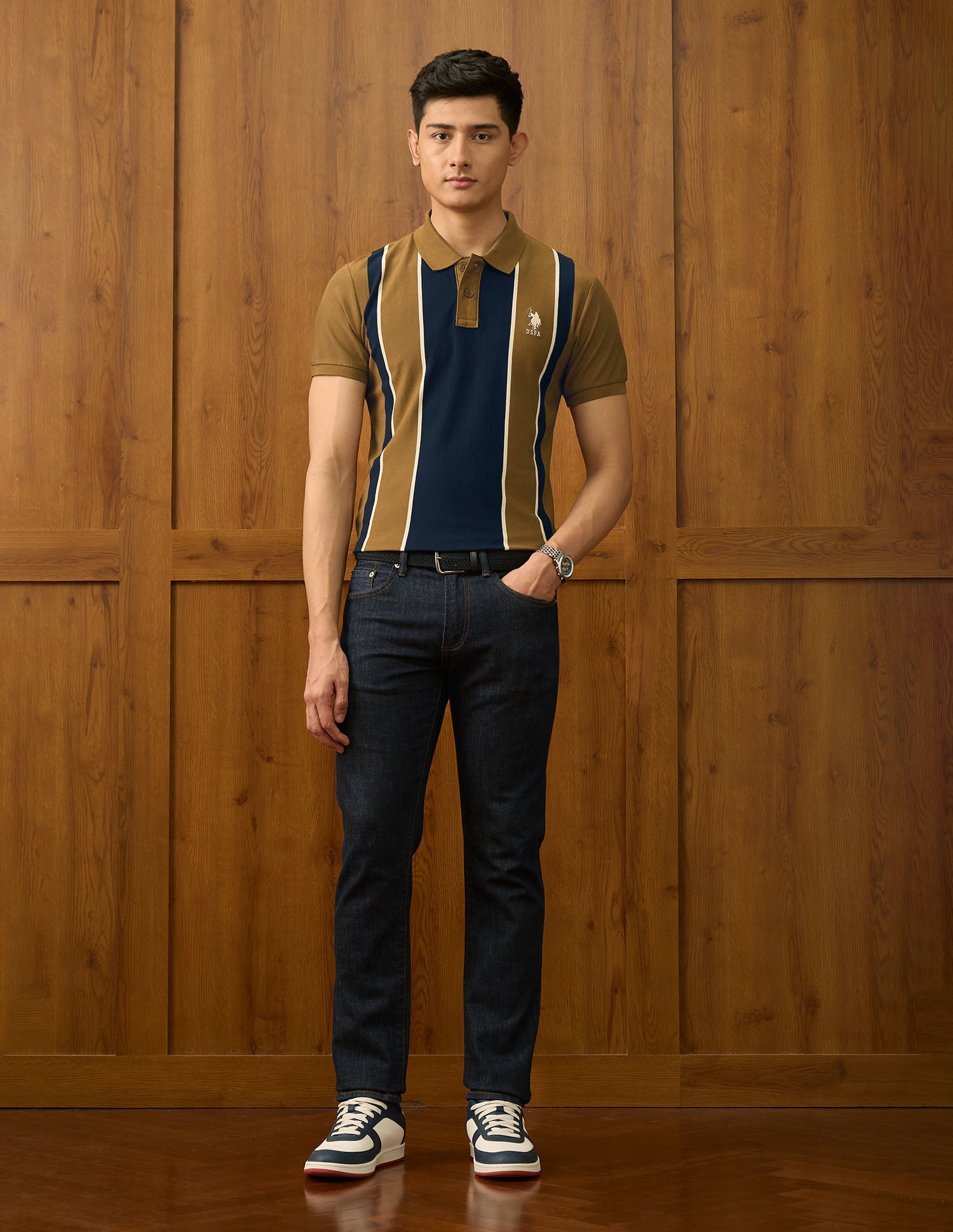 Pure Cotton Varsity Polo Shirt Mustard - U.S. POLO ASSN. | Large