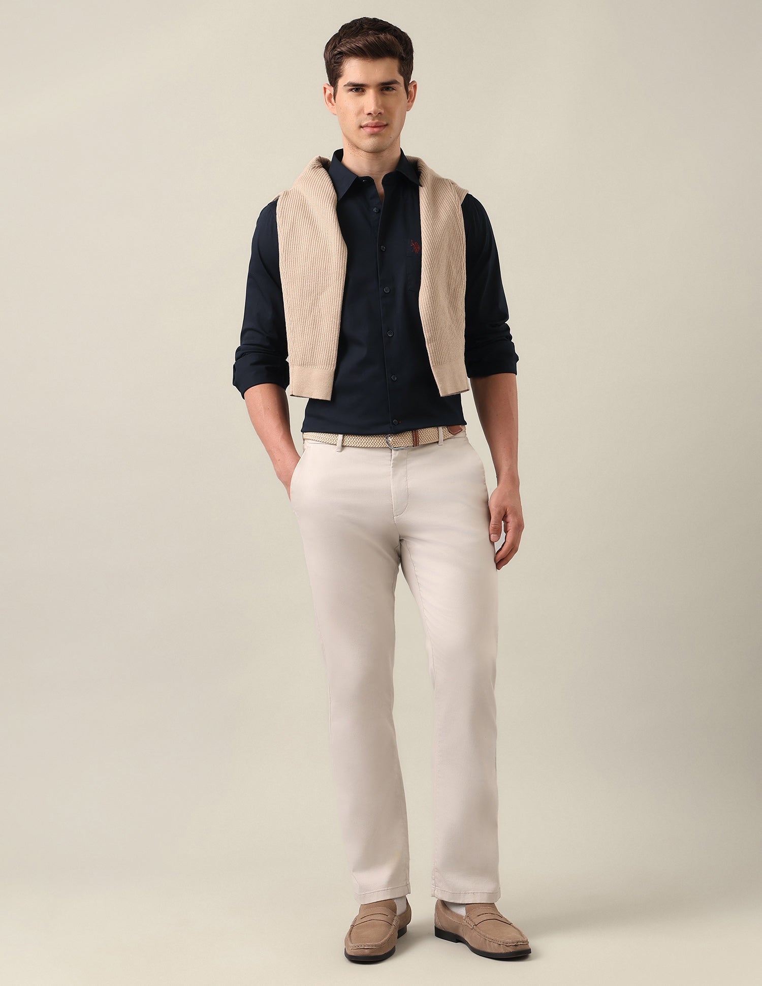 Twill Tailored Fit Shirt Navy - U.S. Polo Assn. India | Large
