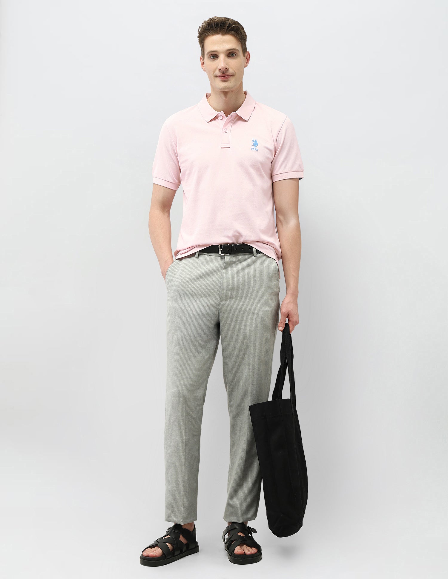 Solid Slim Fit Polo Shirt Light Pink - U.S. Polo Assn. India | Large