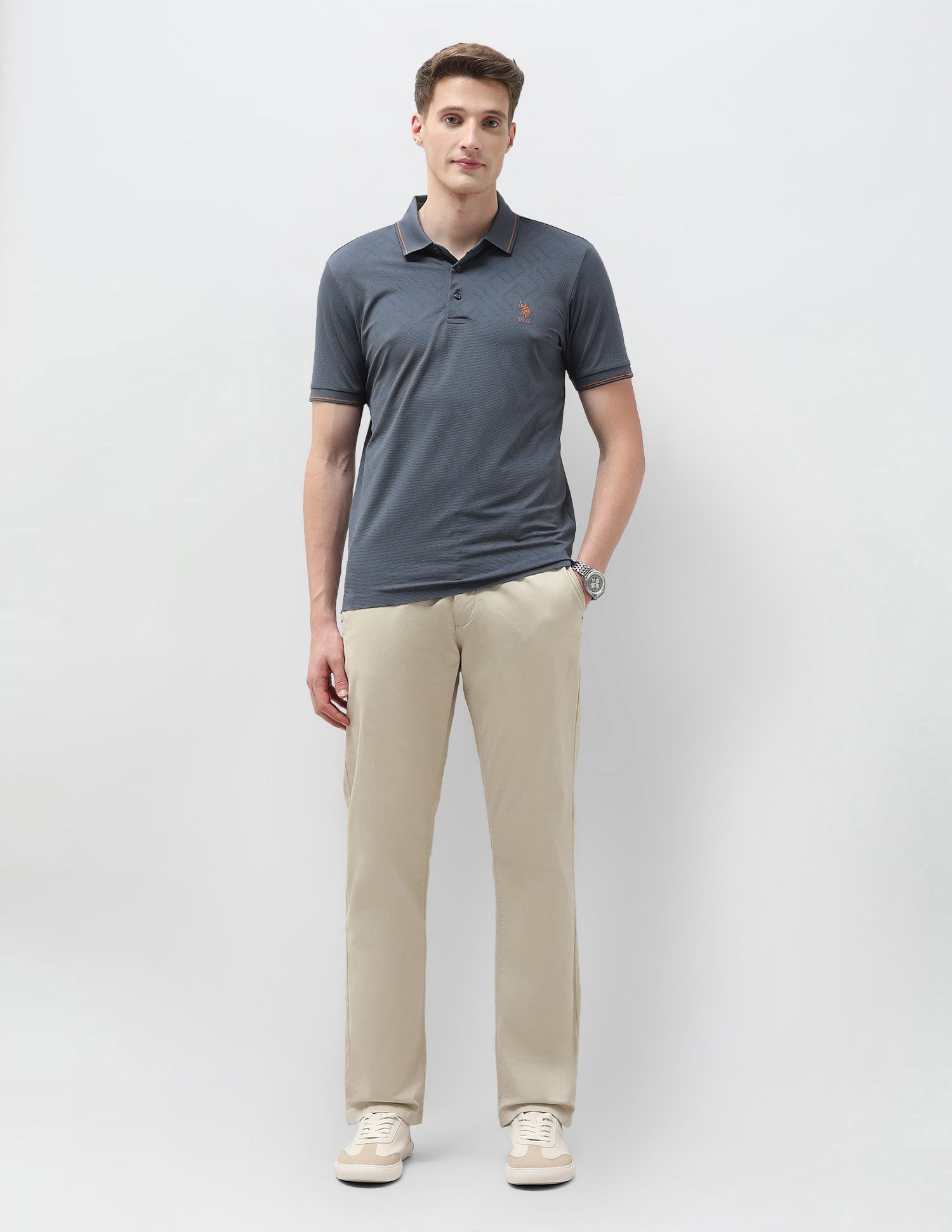 Textured Regular Fit Polo Shirt Dark Grey - U.S. POLO ASSN. | Large