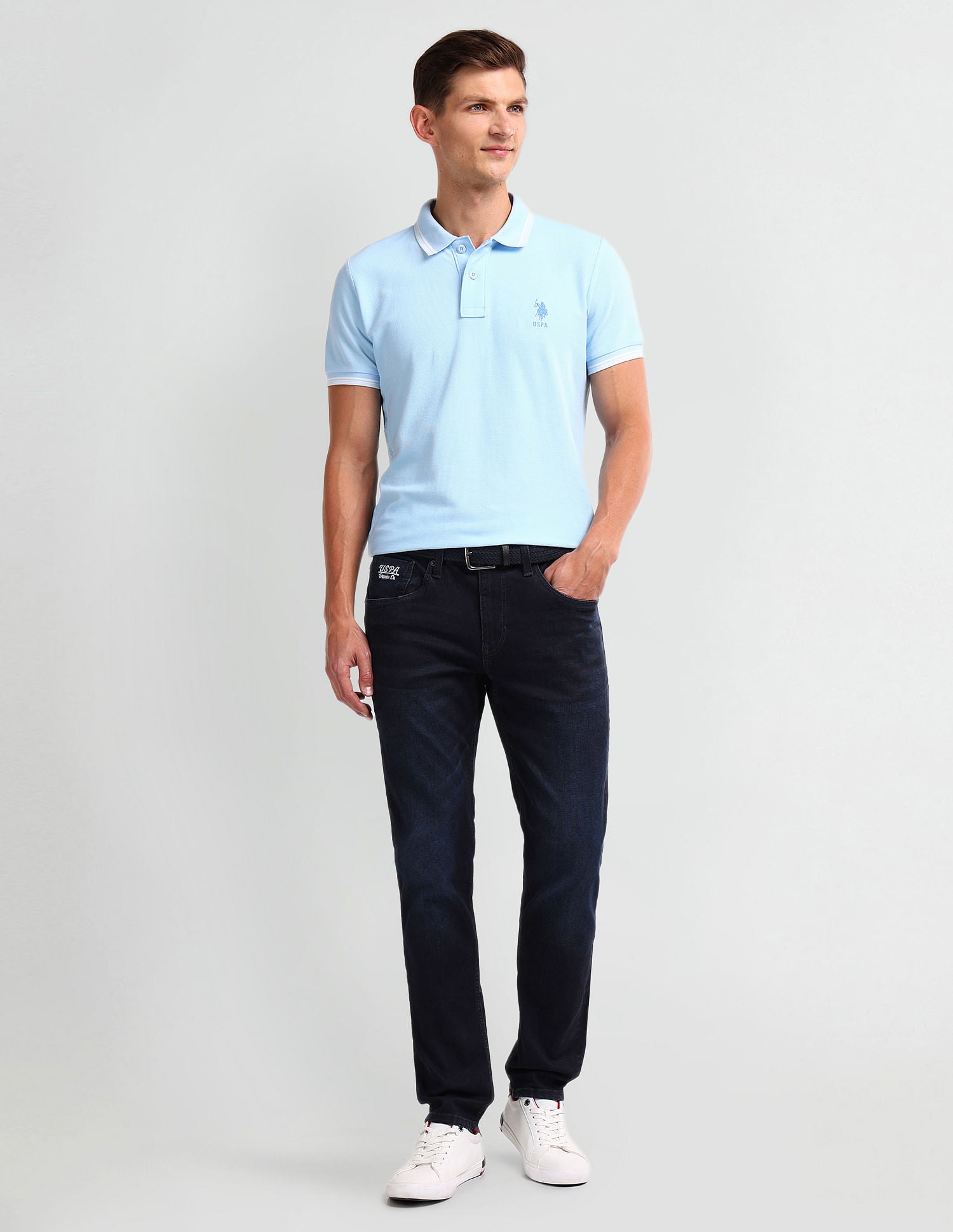 Brandon Slim Tapered Blue Jeans Blue - U.S. Polo Assn. India | Large