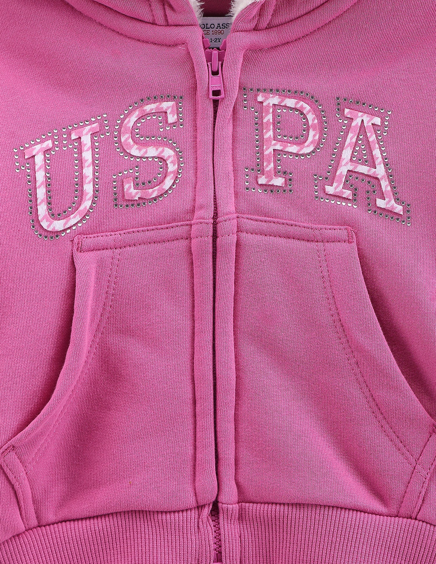Girls Brand Print Hooded Sweatshirt Pink - U.S. POLO ASSN. | Large