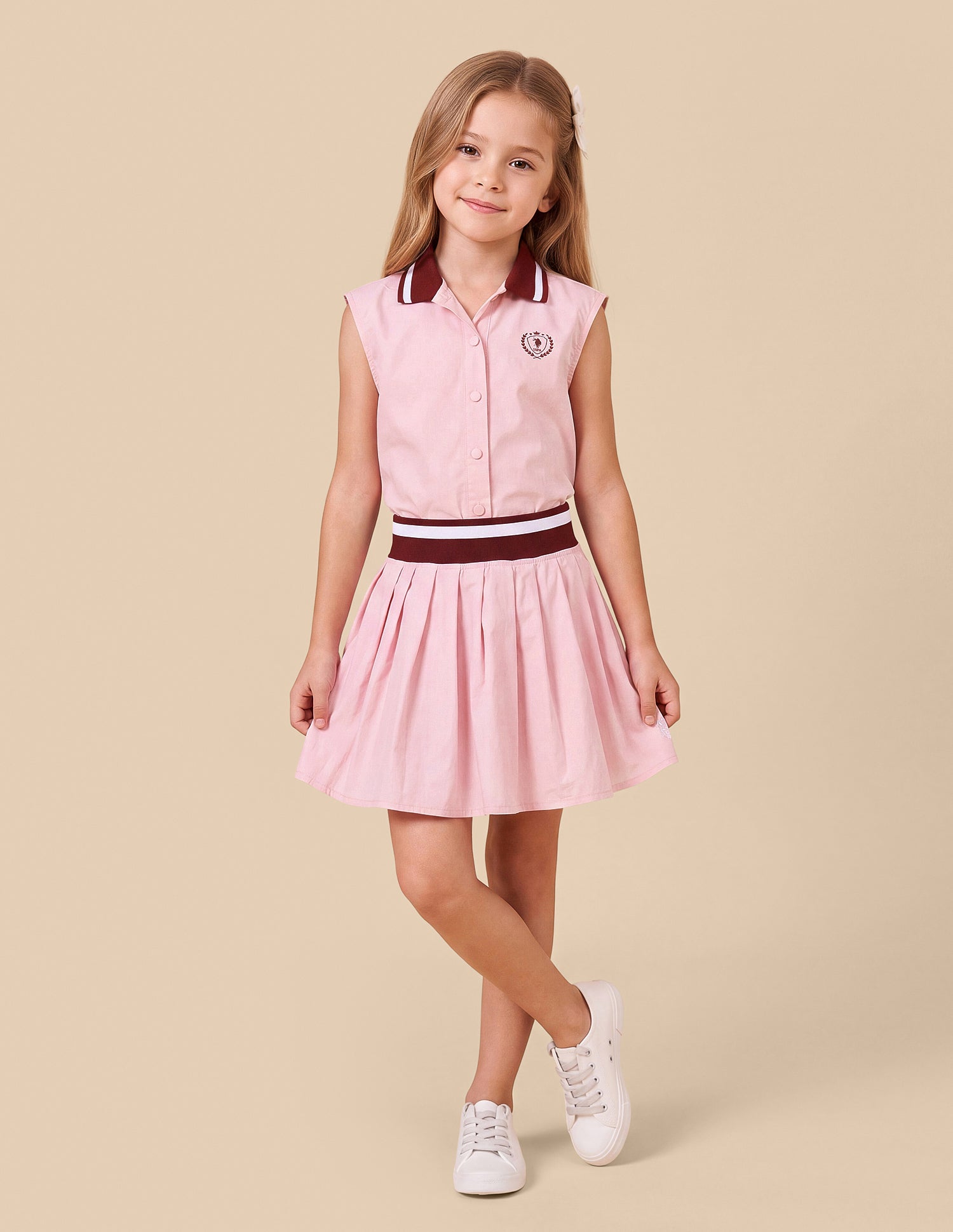 Solid Relaxed Fit Pleated Skirt Pink - U.S. Polo Assn. India | Large