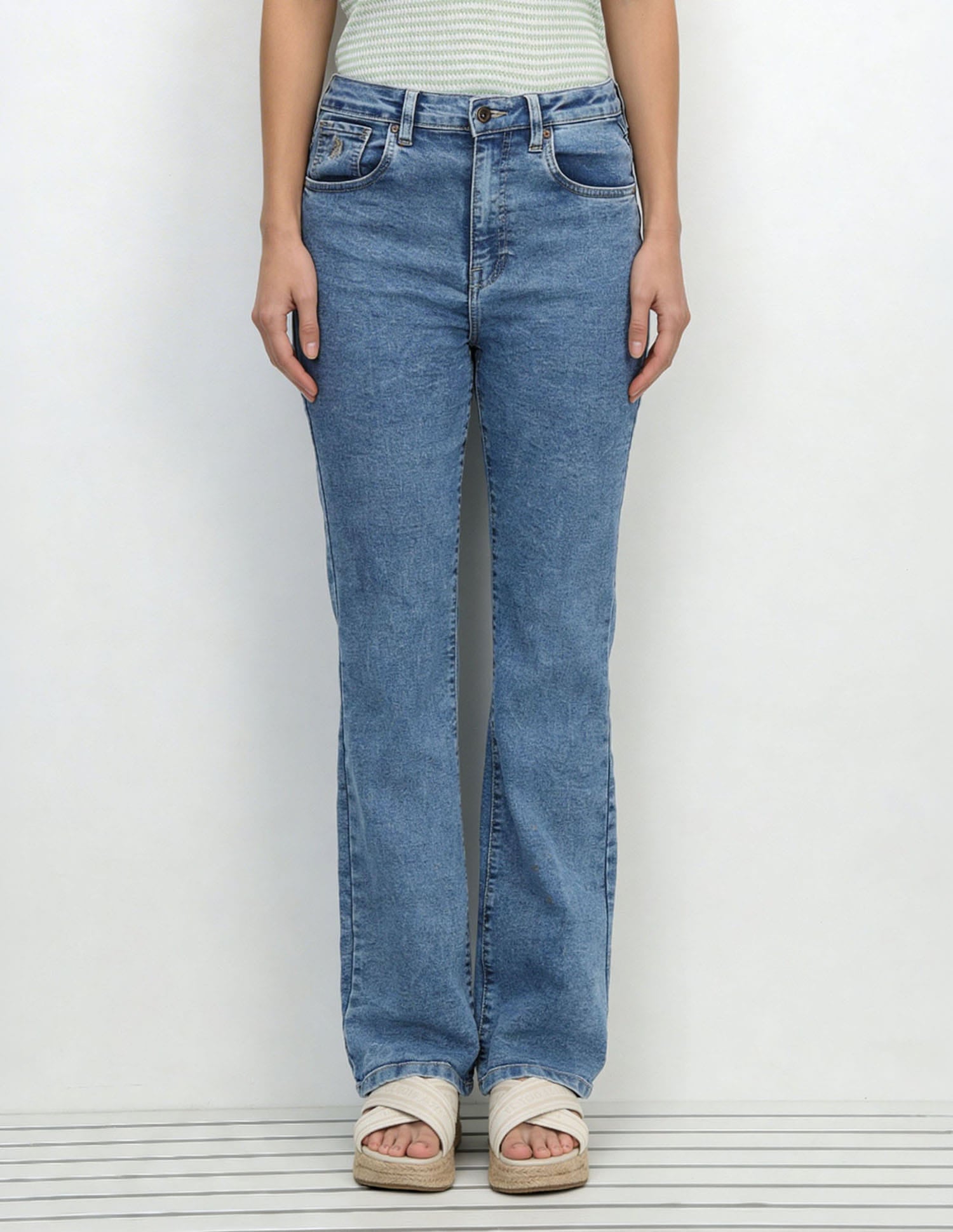 High Rise Flared Fit Jeans Blue - U.S. Polo Assn. India | Large