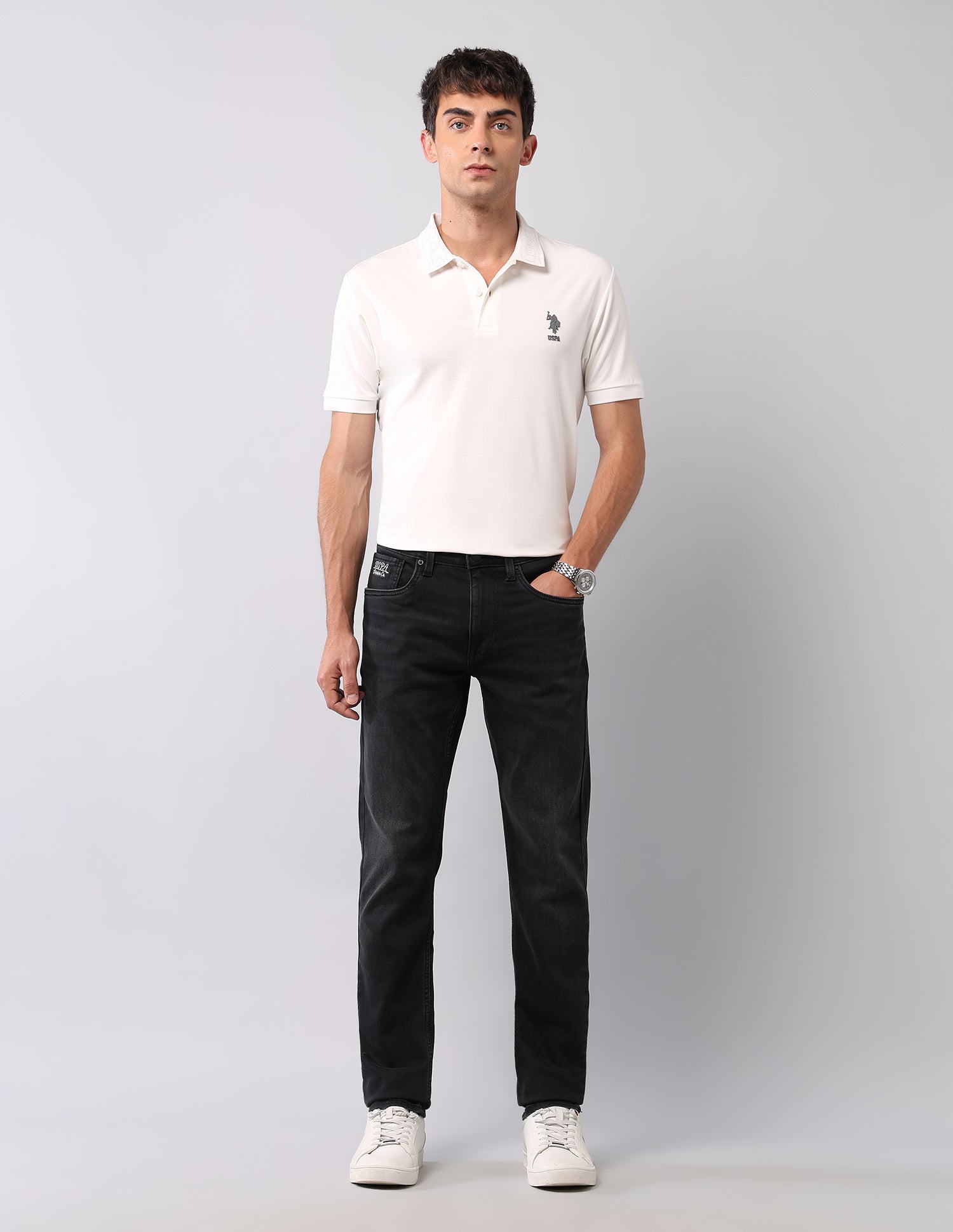 Regallo Skinny Fit Black Jeans Black - U.S. Polo Assn. India | Large