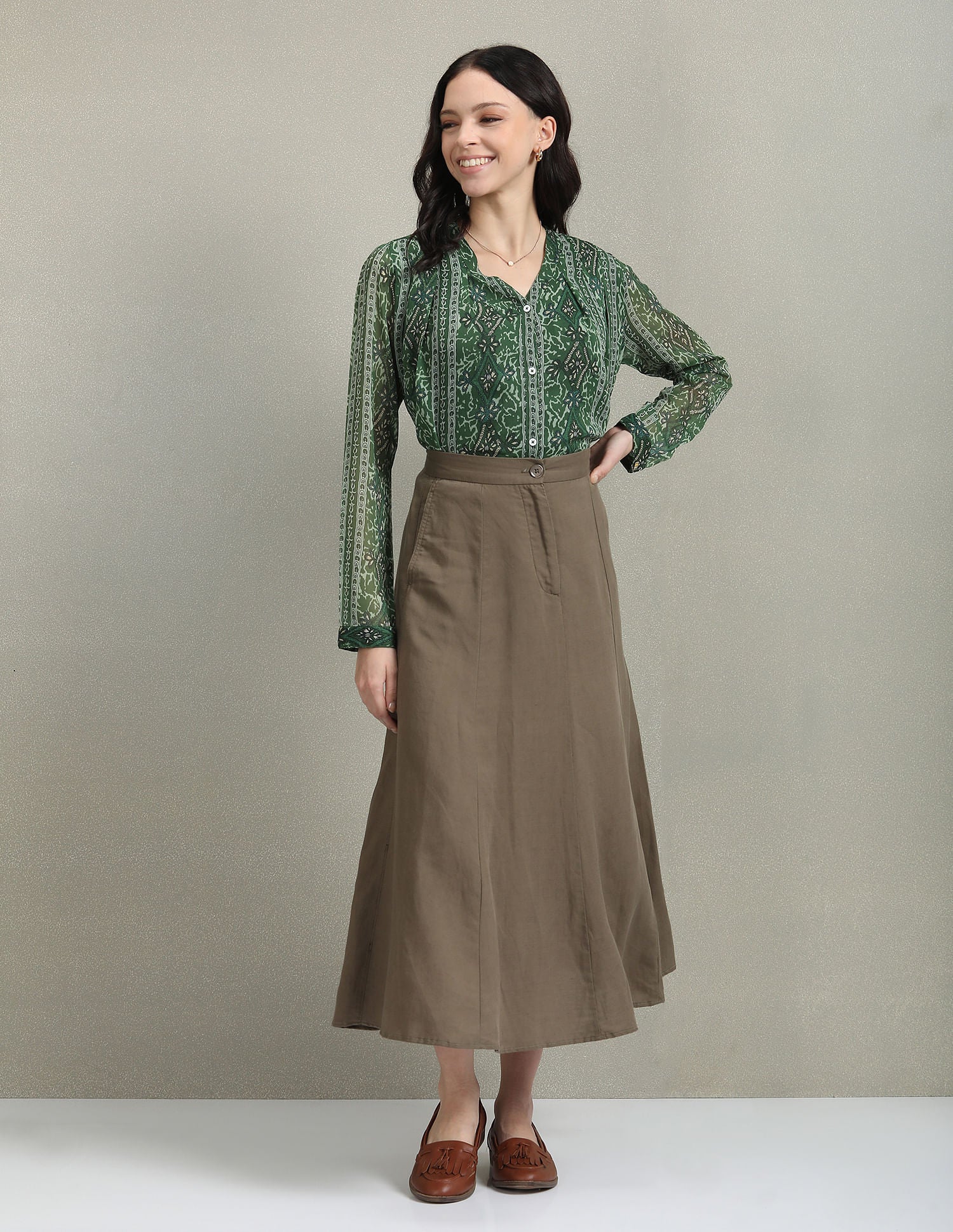 V-Neck Graphic Print Top Green - U.S. POLO ASSN. | Large