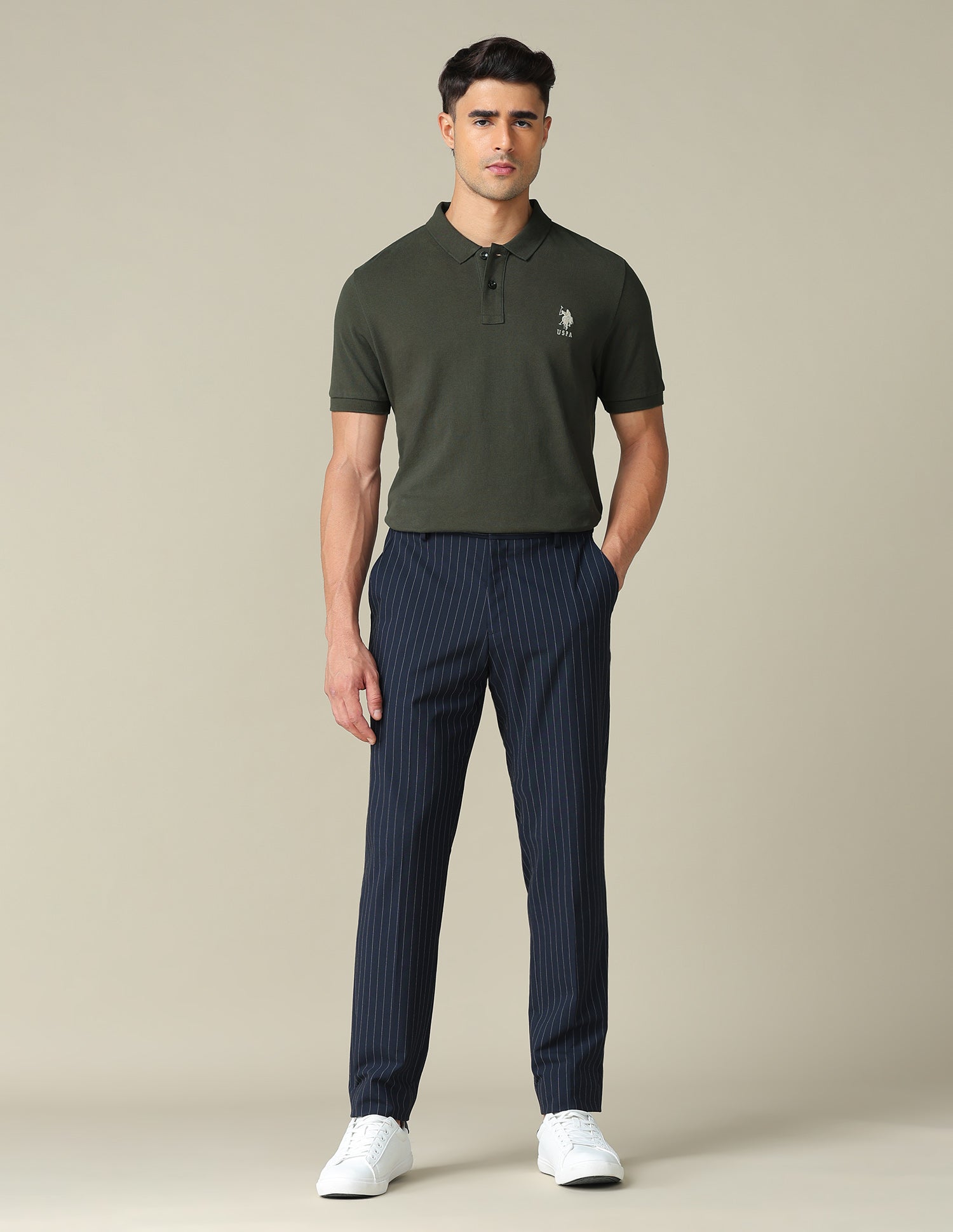 Muscle Fit Typographic Printed Polo Shirt Olive - U.S. POLO ASSN. | Large