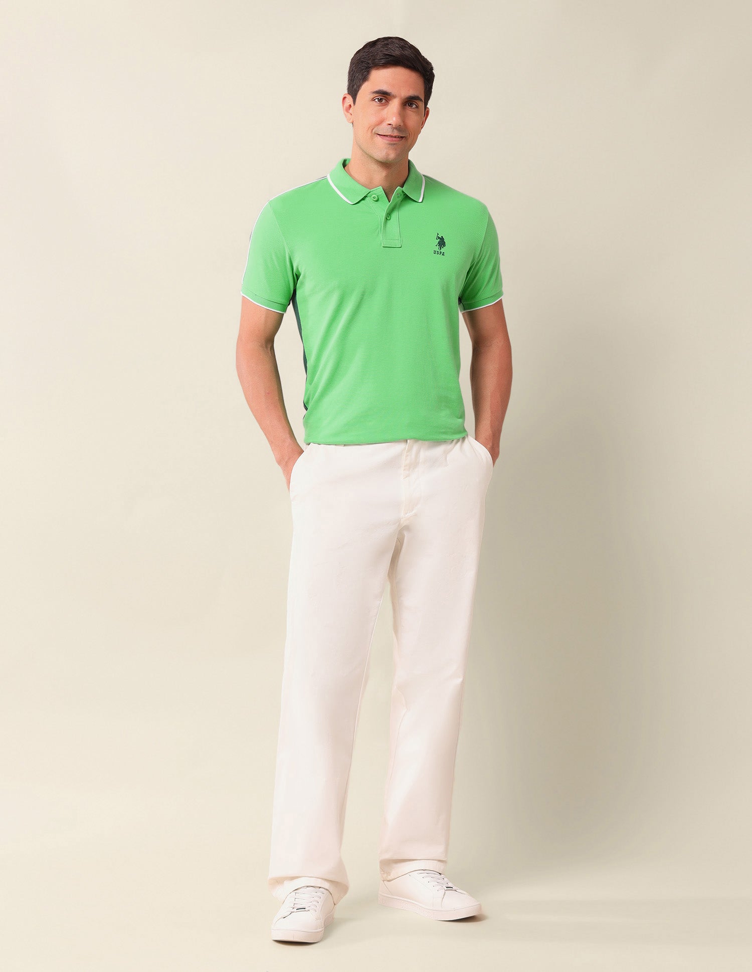 Colourblocked Slim Fit Polo Shirt Light Green - U.S. POLO ASSN. | Large