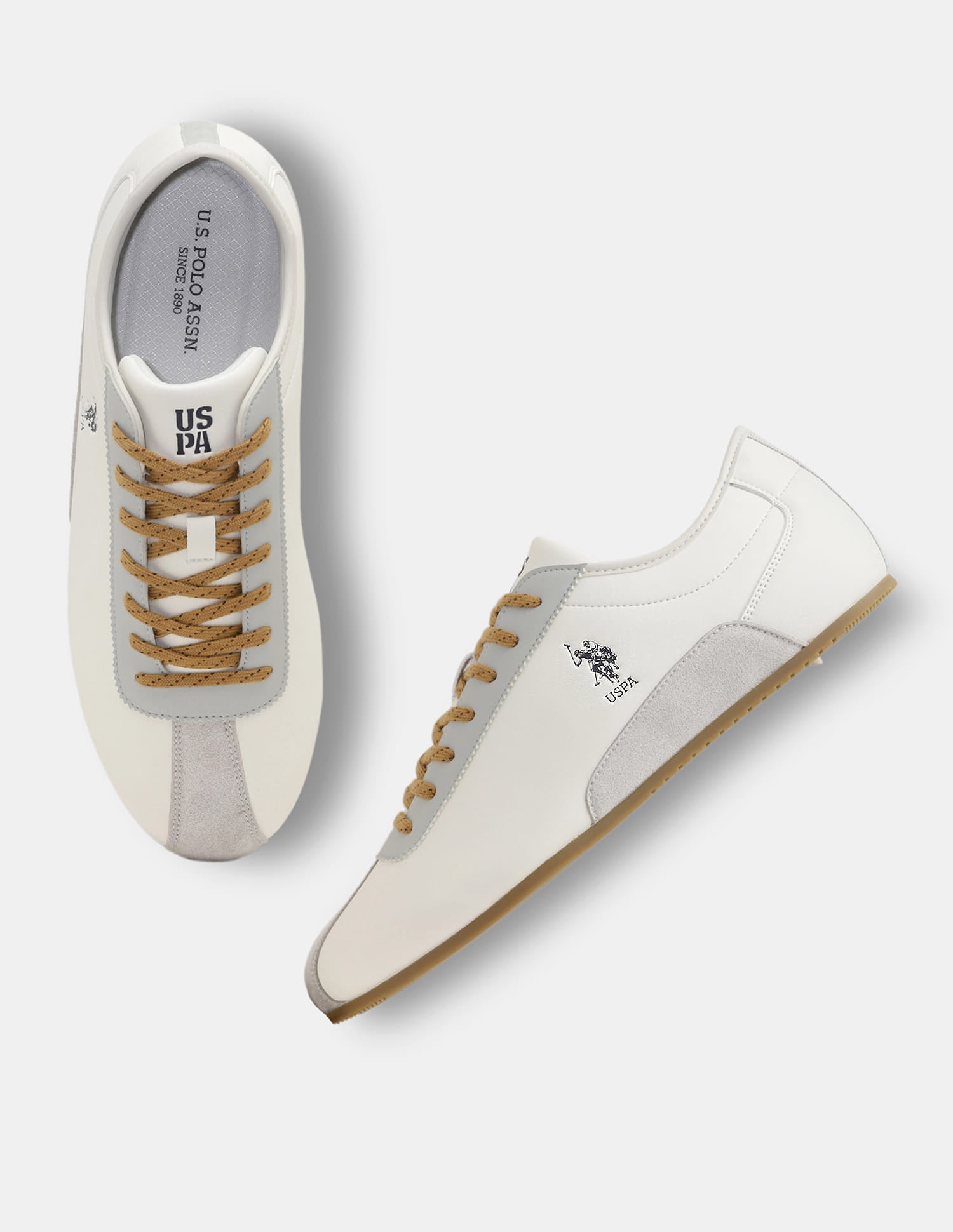 Colour Blocked Lace Ups Rush Sneakers Off White - U.S. Polo Assn. India | Large