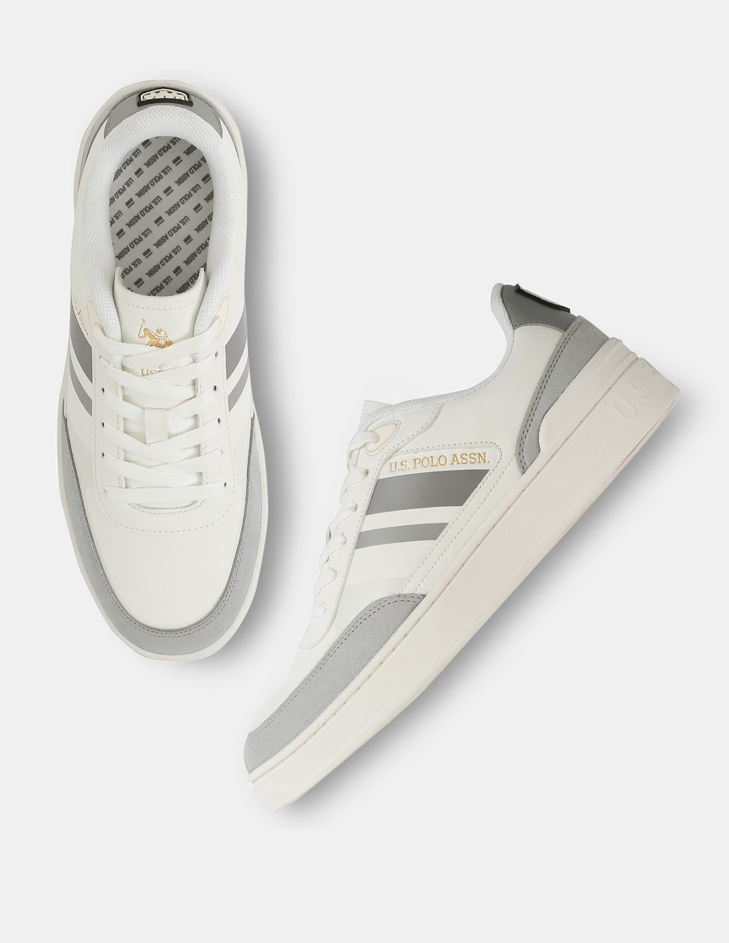 Men Colt Striped Sneakers Off White - U.S. Polo Assn. India | Large