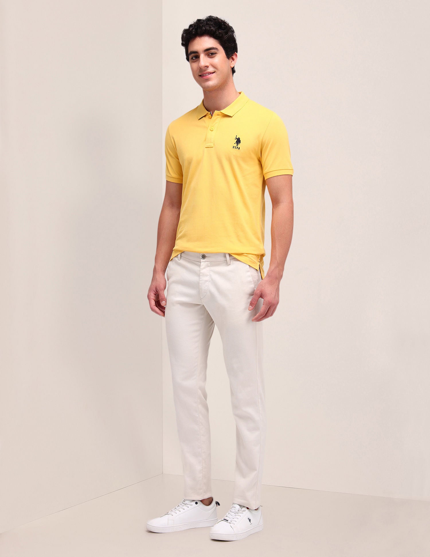 Solid Slim Fit Polo Shirt Yellow - U.S. POLO ASSN. | Large
