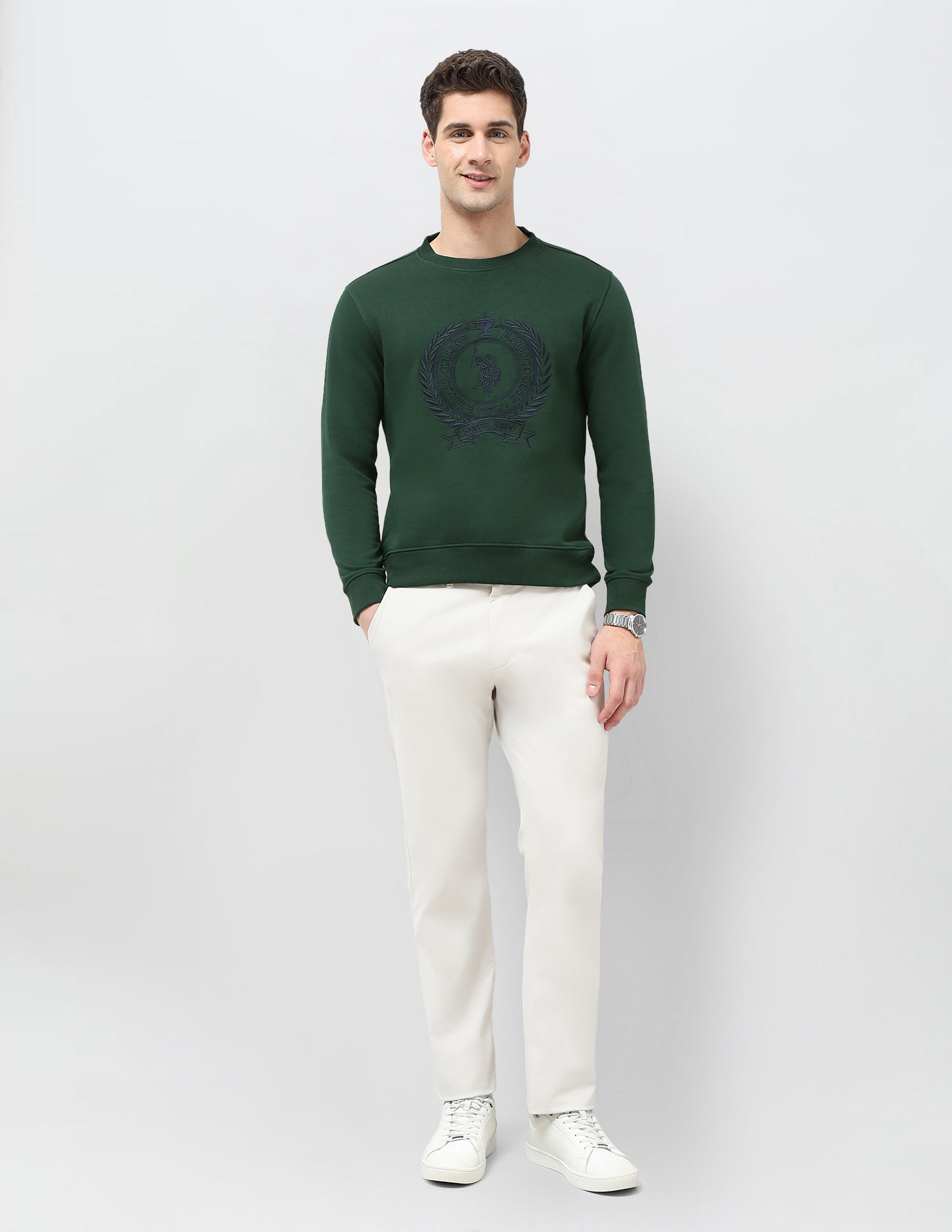 Brand Embroidered Regular Fit Sweatshirt Green - U.S. POLO ASSN. | Large