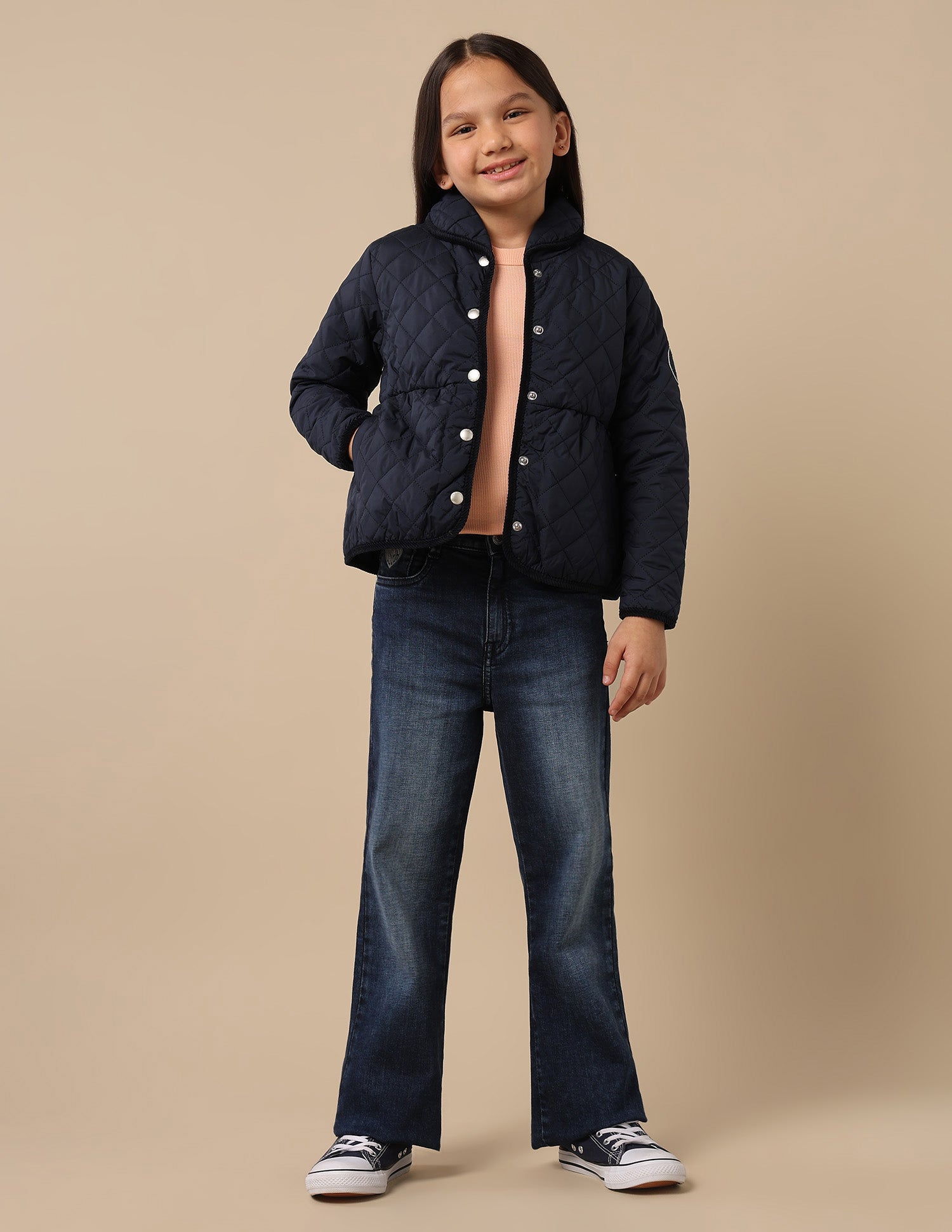 Girls Diamond Quilted Solid Jacket Navy - U.S. POLO ASSN. | Large