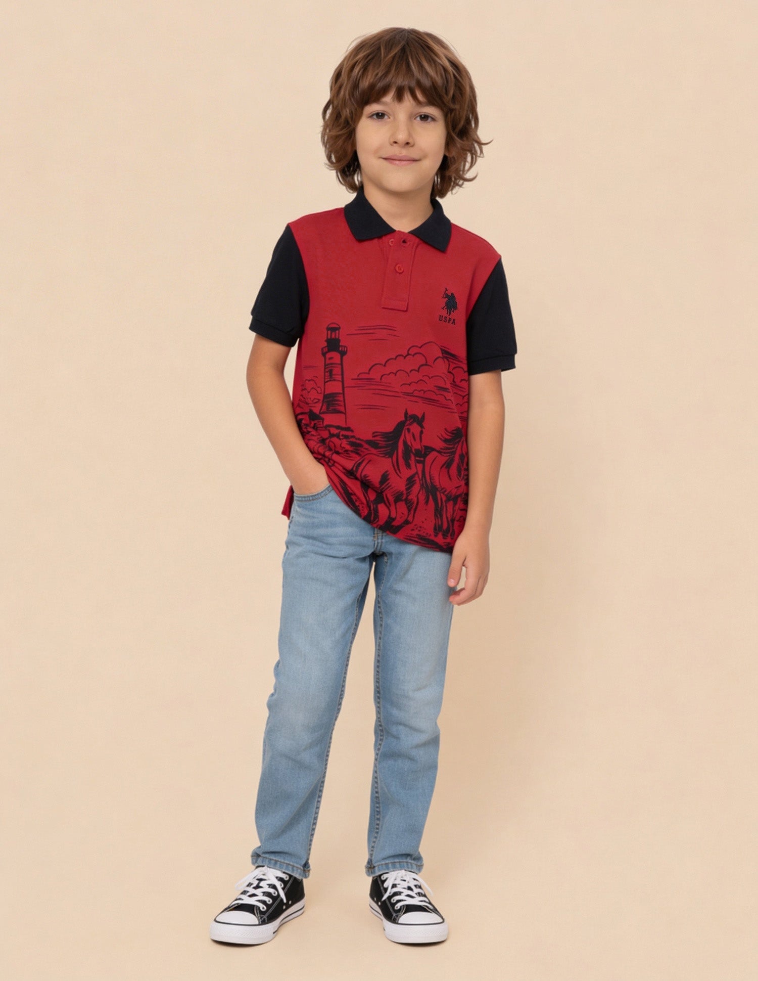 Graphic Printed Regular Fit Polo Shirt Red - U.S. Polo Assn. India | Large