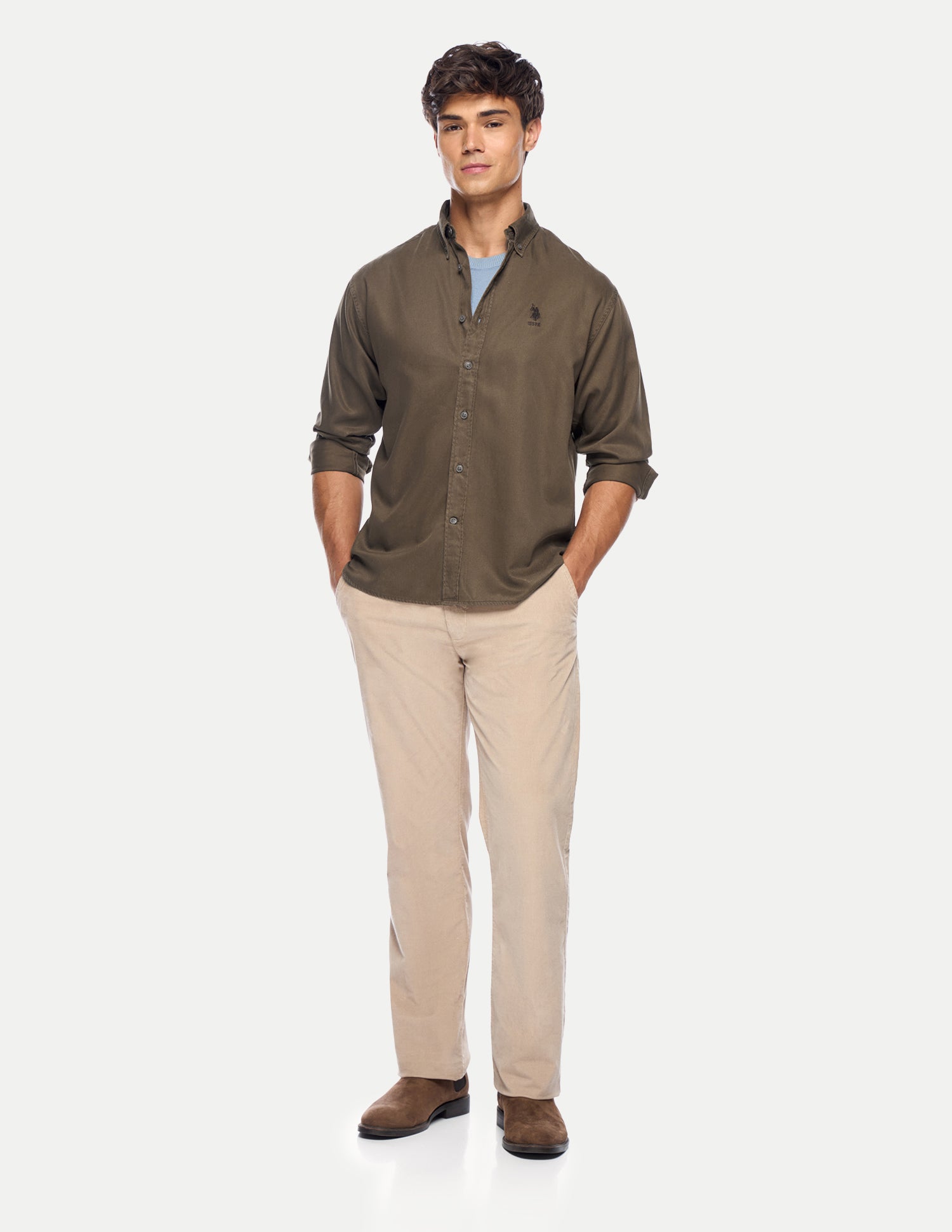 Relaxed Fit Button Down Shirt Brown - U.S. Polo Assn. India | Large
