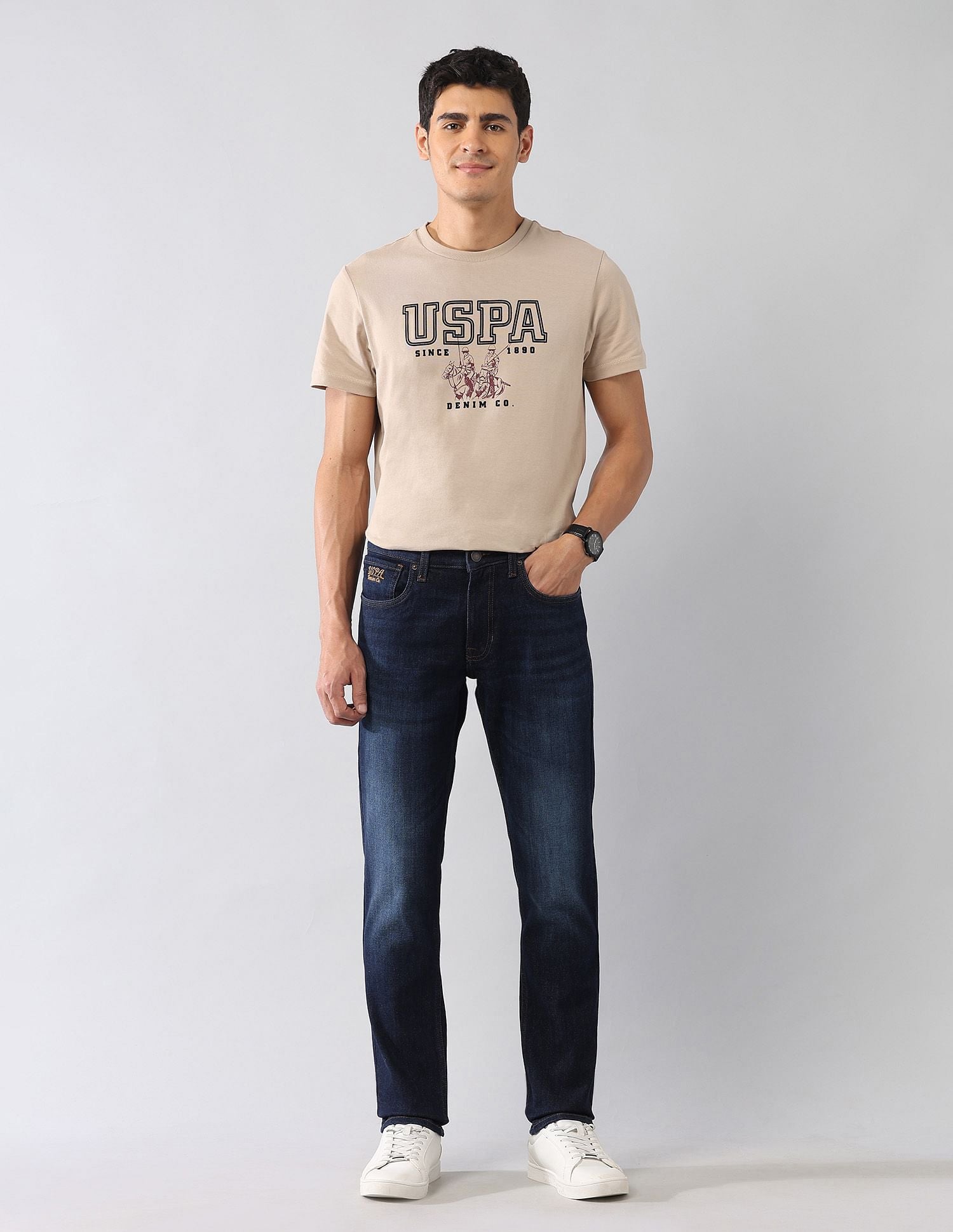 Brandon Slim Tapered Fit Blue Jeans Blue - U.S. POLO ASSN. | Large