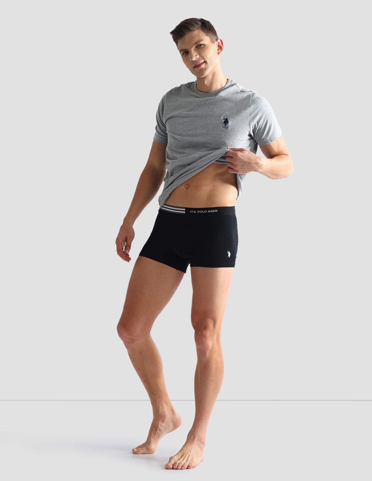 Flag Elastic Antibacterial OET06 Trunks - Pack Of 2 Navy and Black - U.S. POLO ASSN. | Large