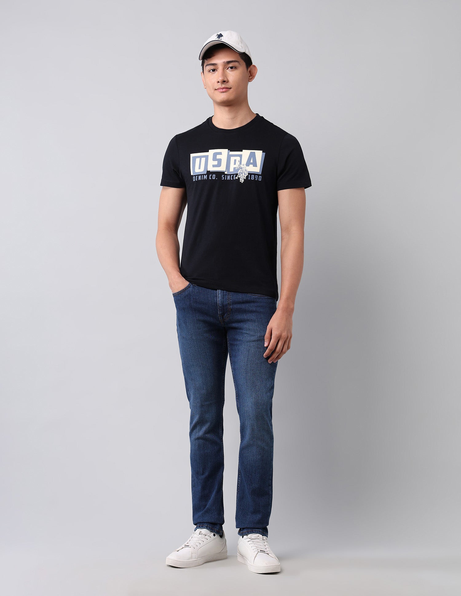 Brand Printed Muscle Fit T-Shirt Navy - U.S. Polo Assn. India | Large